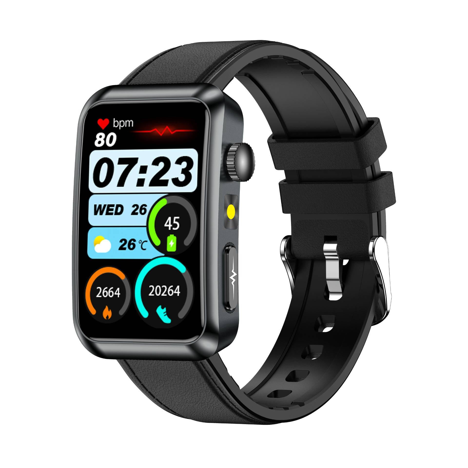 TK77 Smartwatch: EKG, Herzfrequenz- & Gesundheitsüberwachung, kompatibel mit Huawei, Samsung, APPLE, Garmin Black