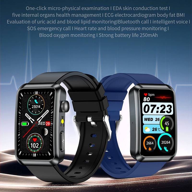 TK77 Smartwatch: EKG, Herzfrequenz- & Gesundheitsüberwachung, kompatibel mit Huawei, Samsung, APPLE, Garmin Black