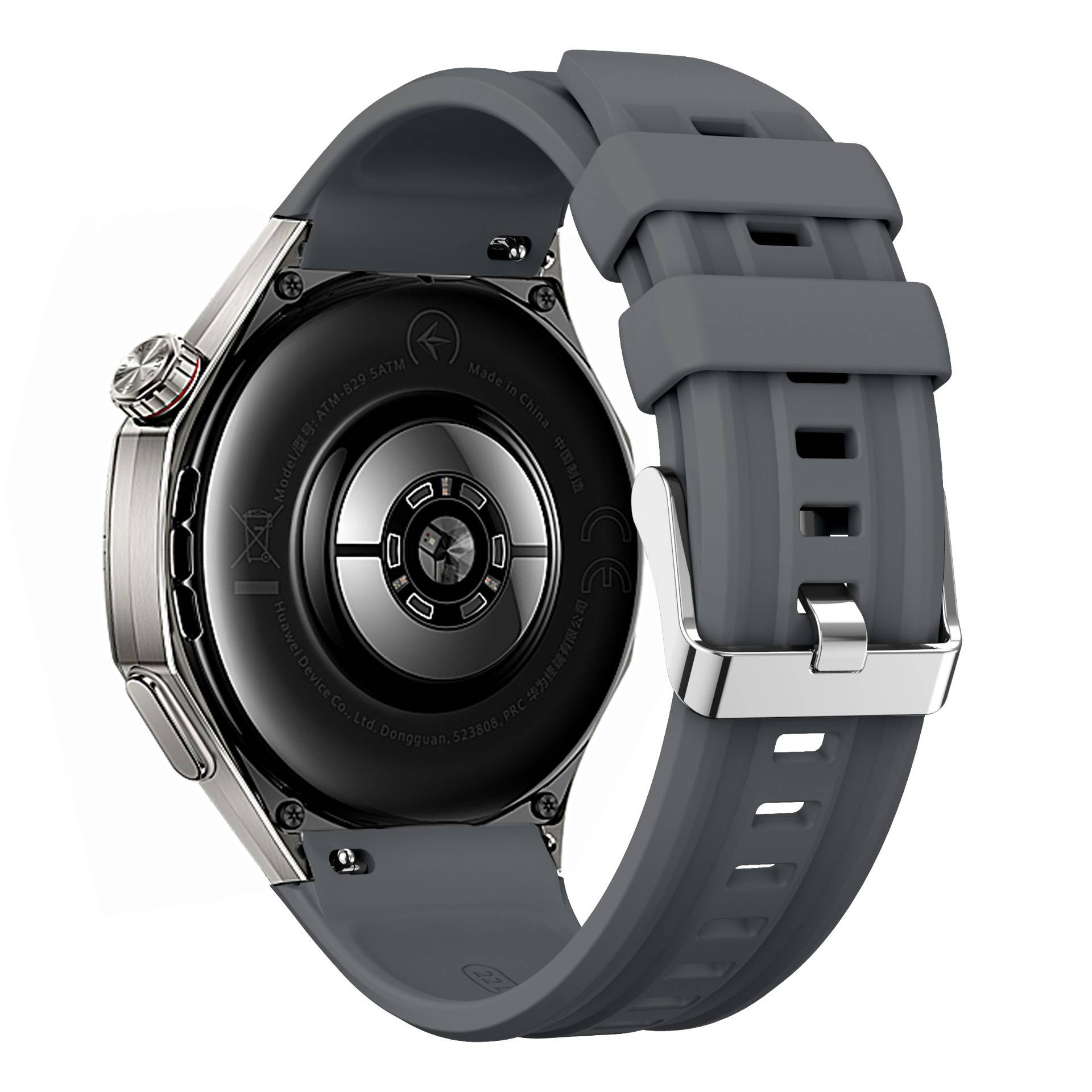 Gebogenes Silikonarmband kompatibel mit Huawei GT6 Pro mit silberner Schnalle - Ersatzarmband Grey