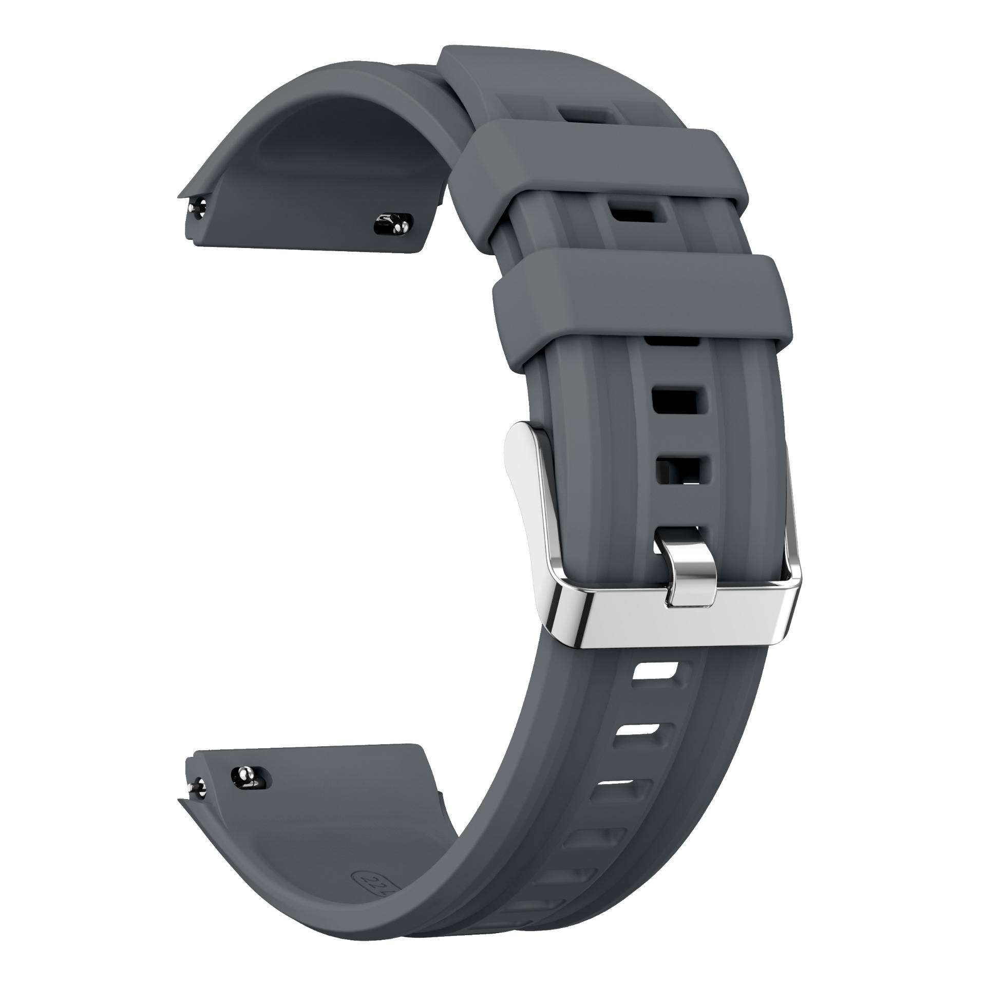 Gebogenes Silikonarmband kompatibel mit Huawei GT6 Pro mit silberner Schnalle - Ersatzarmband Grey