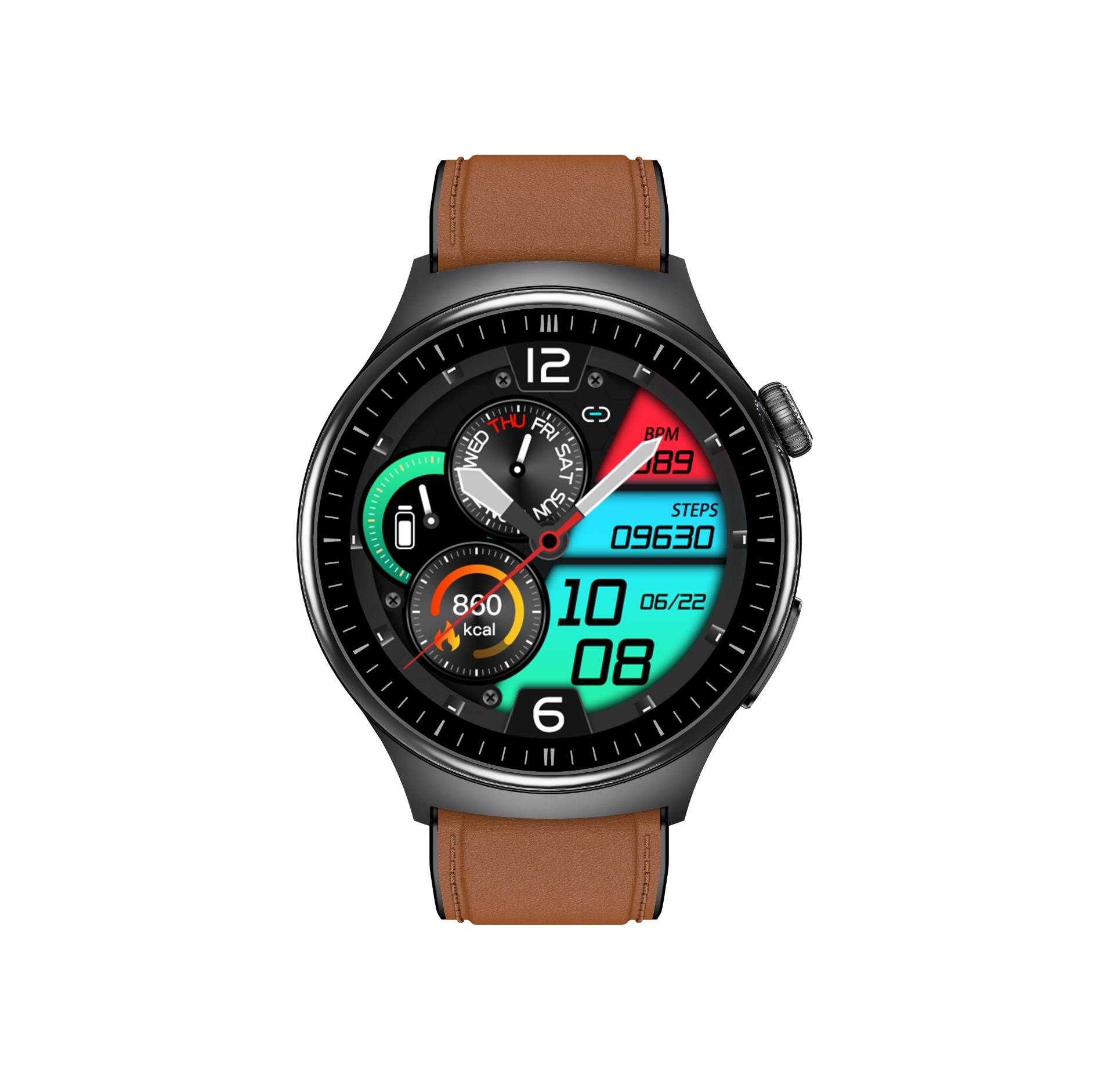 IP68 Wasserdichte Smartwatch mit EKG, Herzfrequenz- und Blutsauerstoffüberwachung Brown