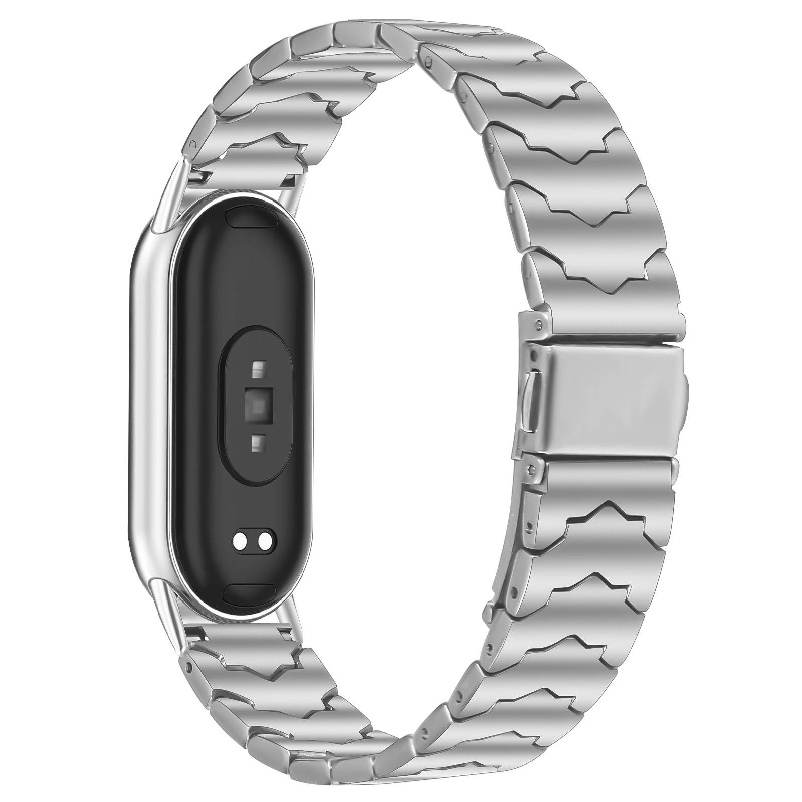 Batman Edelstahlarmband kompatibel mit Xiaomi Mi Band 8/9/10 - Silber