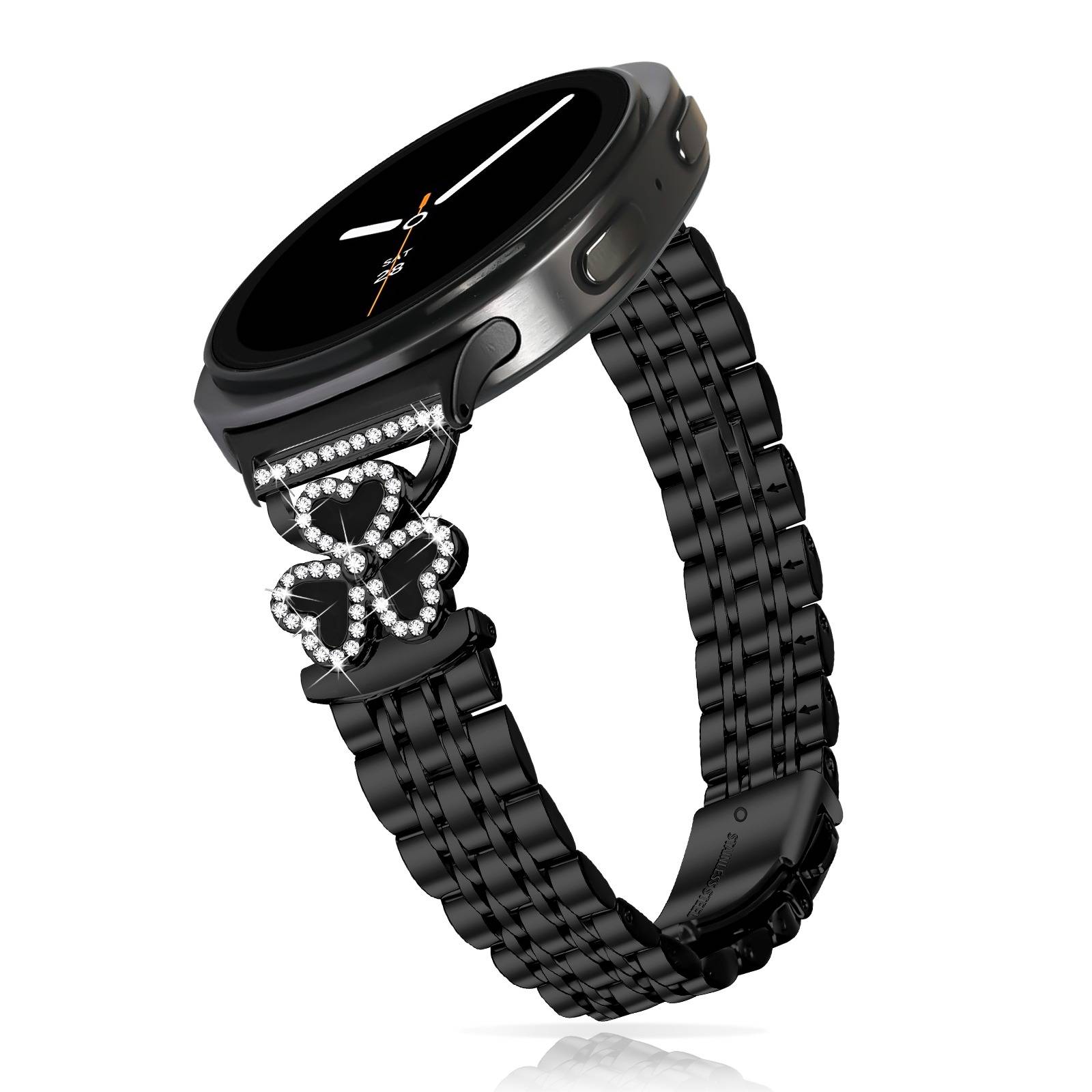 Herz-Klee Sieben-Perlen Edelstahl Uhrenarmband kompatibel mit Samsung Watch 8/8 Classic