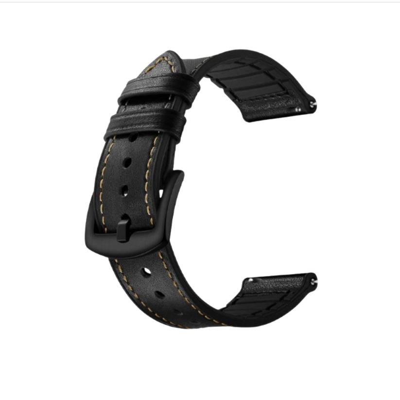 Retro Leder Silikon Uhrenarmband Kompatibel mit Huawei GT2/GT3 - Braun, 20/22mm Black 20 mm