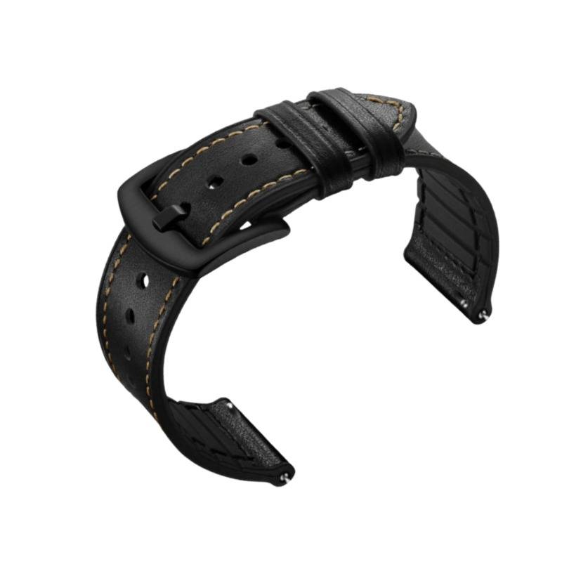 Retro Leder Silikon Uhrenarmband Kompatibel mit Huawei GT2/GT3 - Braun, 20/22mm Black 20 mm