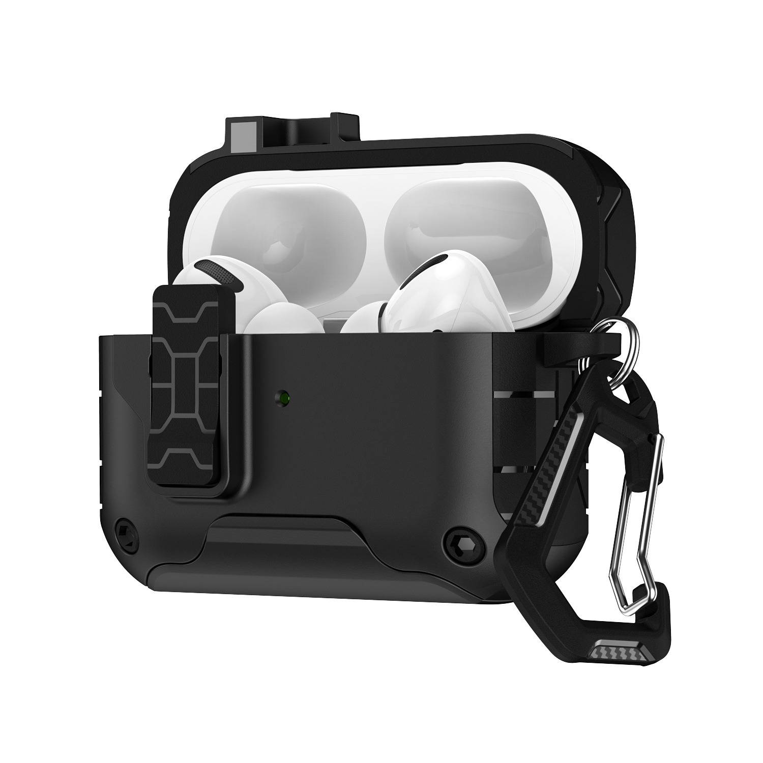Schutzhülle kompatibel mit AirPods 4 - TPU+PC, Magnetverschluss, kabelloses Laden, mit Karabiner