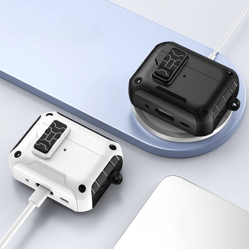 Schutzhülle kompatibel mit AirPods 4 - TPU+PC, Magnetverschluss, kabelloses Laden, mit Karabiner
