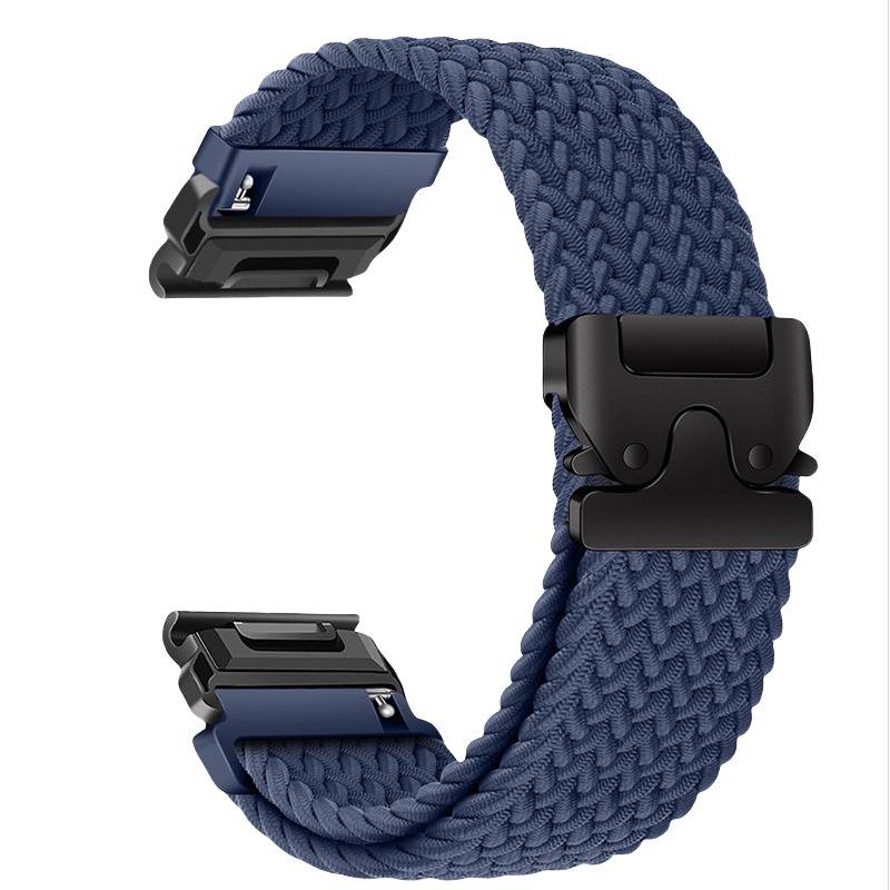 Elastisches Nylon-Uhrenarmband kompatibel mit Garmin Fenix 8/7X Pro/955/965 mit magnetischem Schnellverschluss Blue 26 mm