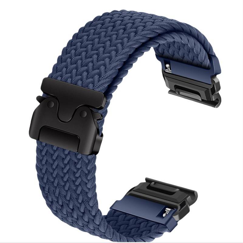 Elastisches Nylon-Uhrenarmband kompatibel mit Garmin Fenix 8/7X Pro/955/965 mit magnetischem Schnellverschluss Blue 26 mm