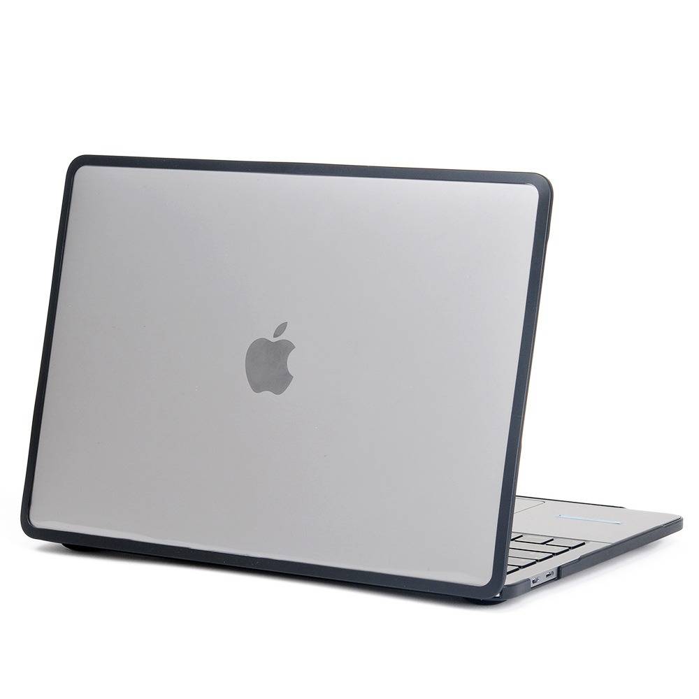 Tragbarer silberner Apple-Laptop mit Logo auf dem Deckel, teilweise geöffnet auf weißem Hintergrund dargestellt.