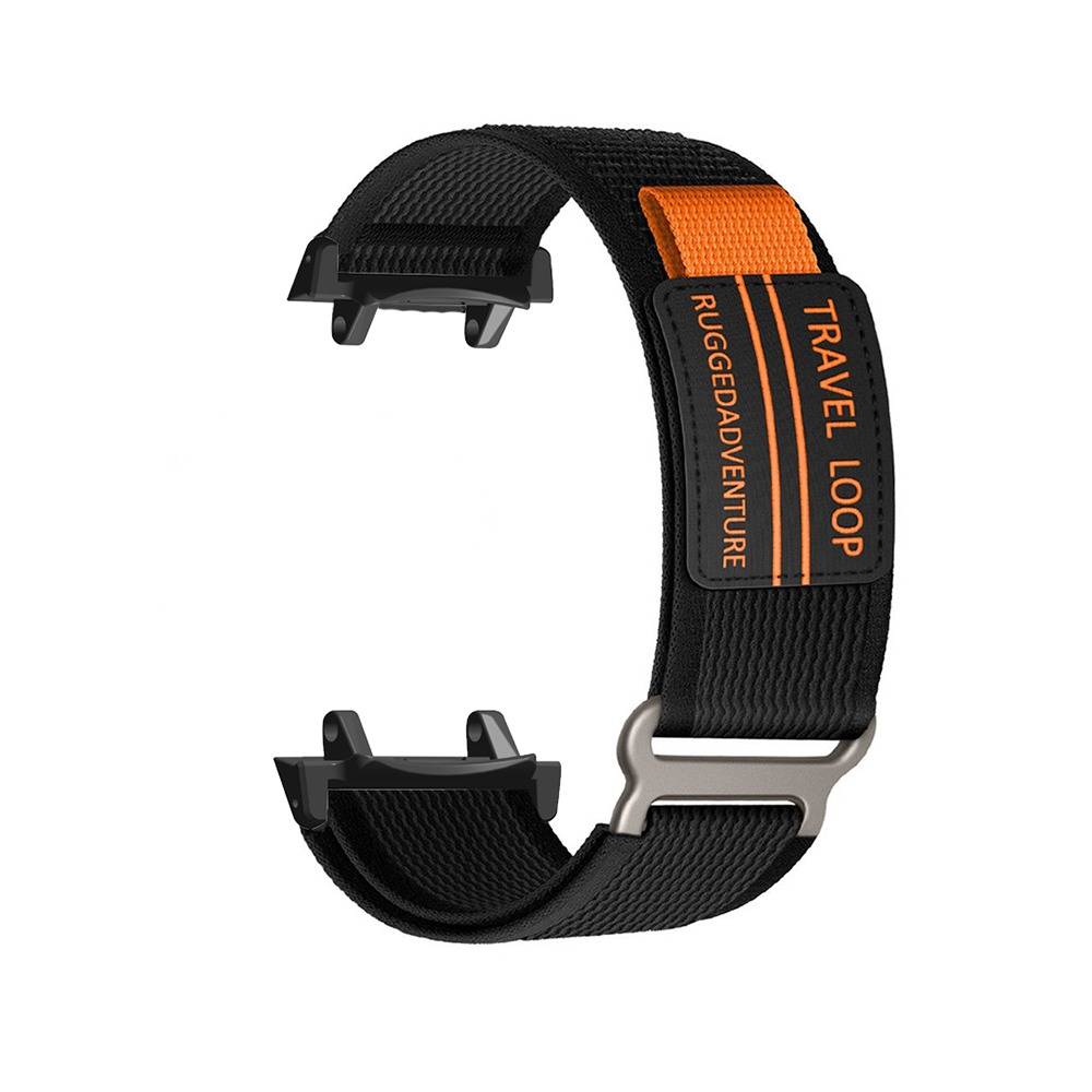 Schwarzes robustes Uhrenarmband mit orangefarbenem „TRAVEL LOOP