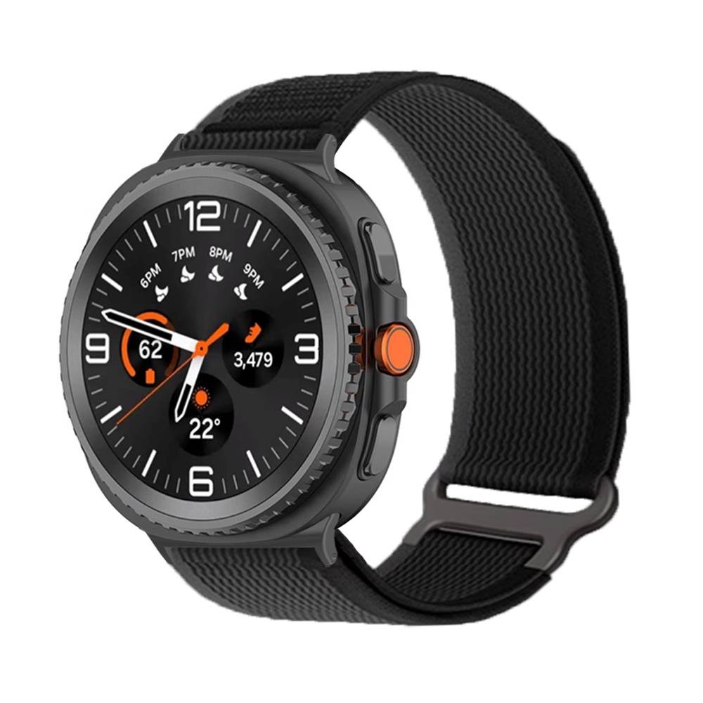 Nylon-Armband kompatibel mit Samsung Watch 8 – Schwarzes, geflochtenes Sportarmband