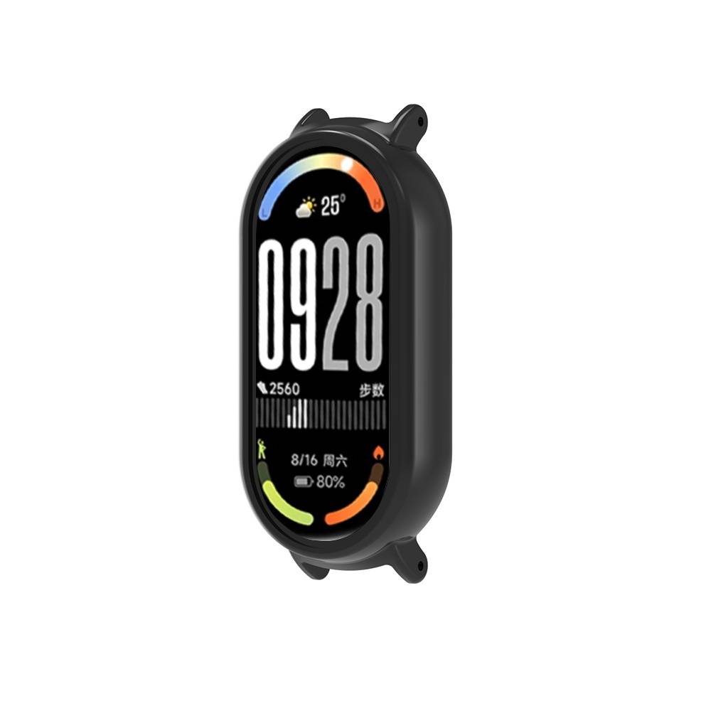 Schwarzes PC-Gehäuse kompatibel mit Xiaomi Mi Band 10/10 NFC – Schutz vor Stößen und Staub