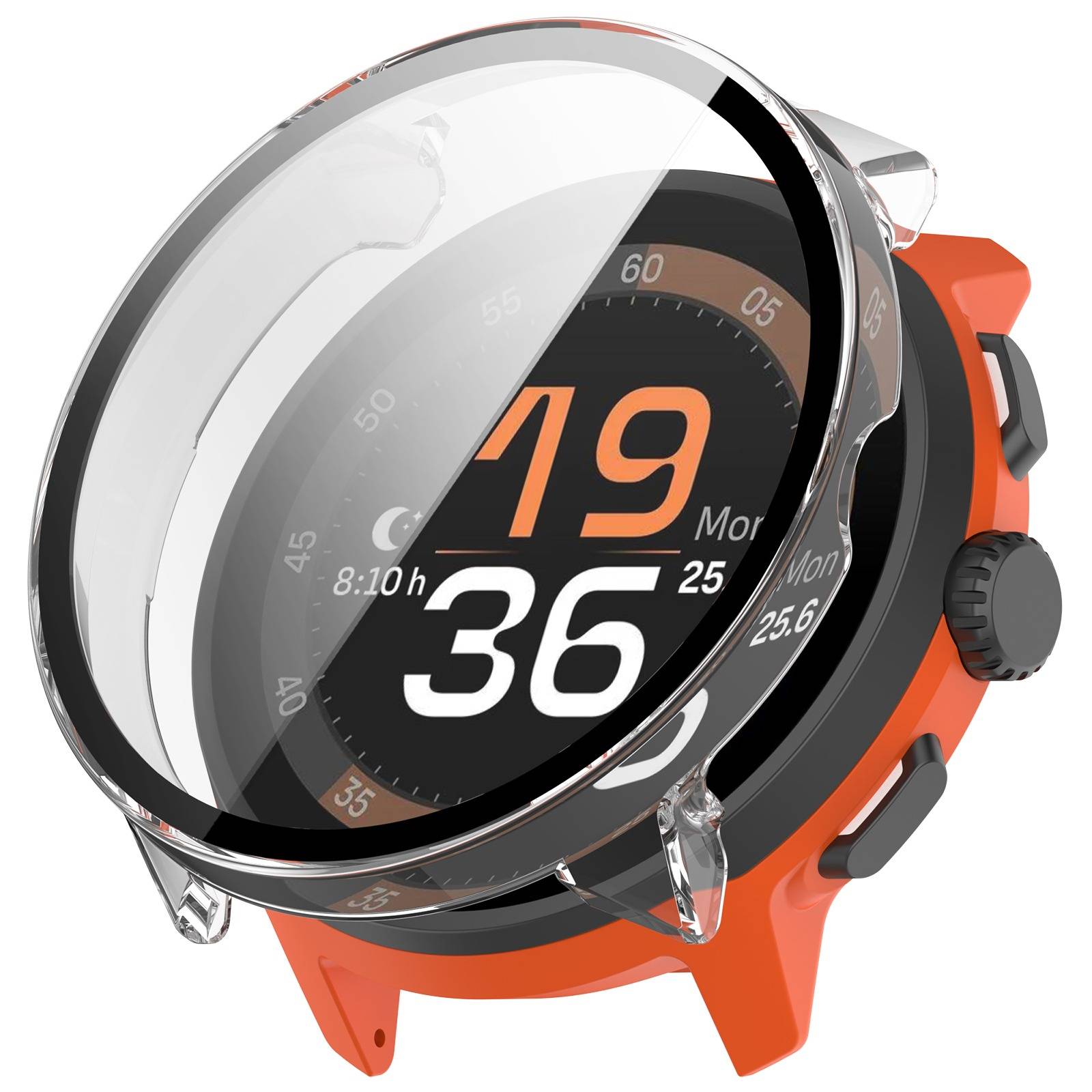 Schutzhülle mit Displayschutzfolie kompatibel mit Suunto Run – PC-Gehäuse mit gehärtetem Glas Transparent