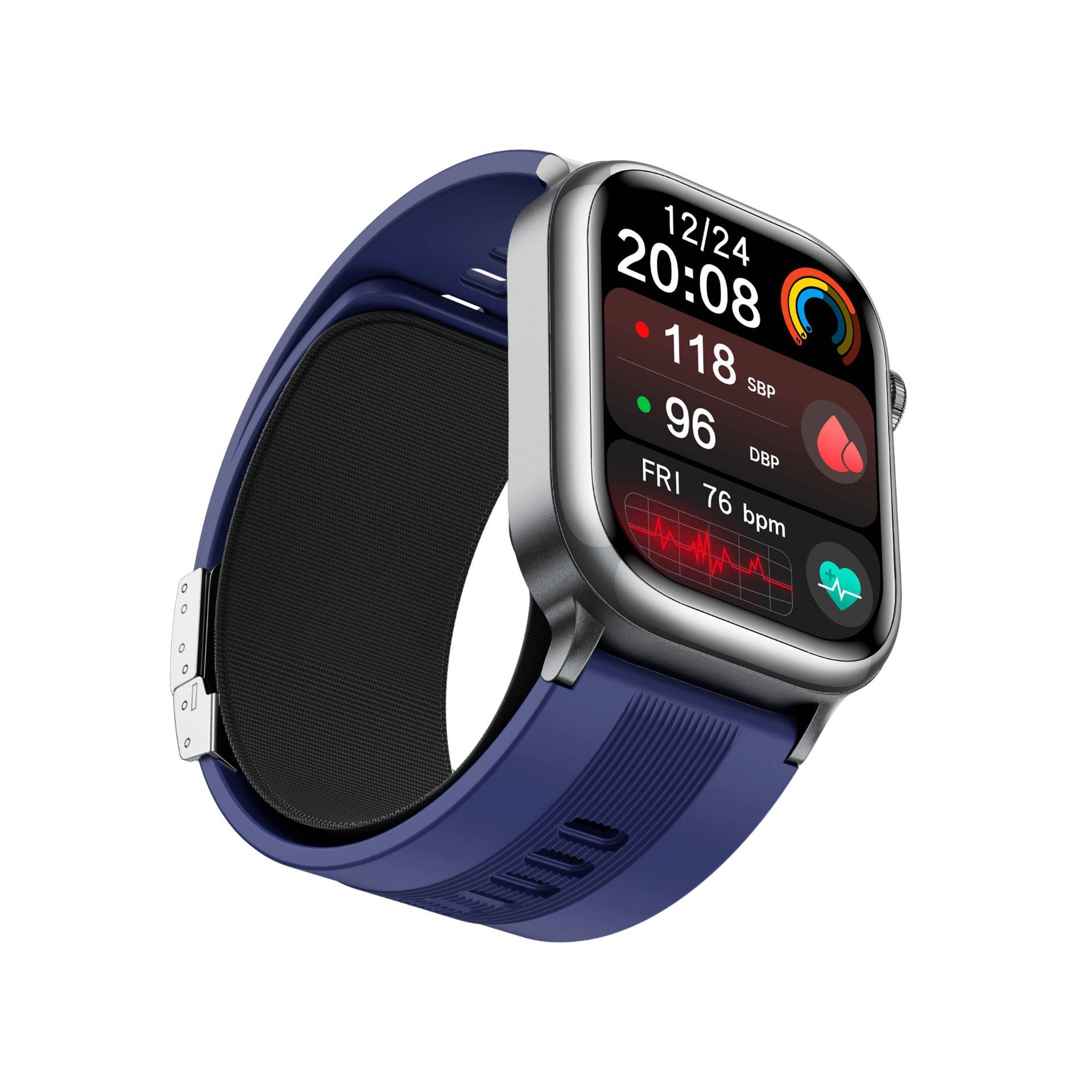 Smartwatch mit Luftpumpe, Blutdruck und EKG – Gesundheitsüberwachung und Bluetooth-Anruf Blue
