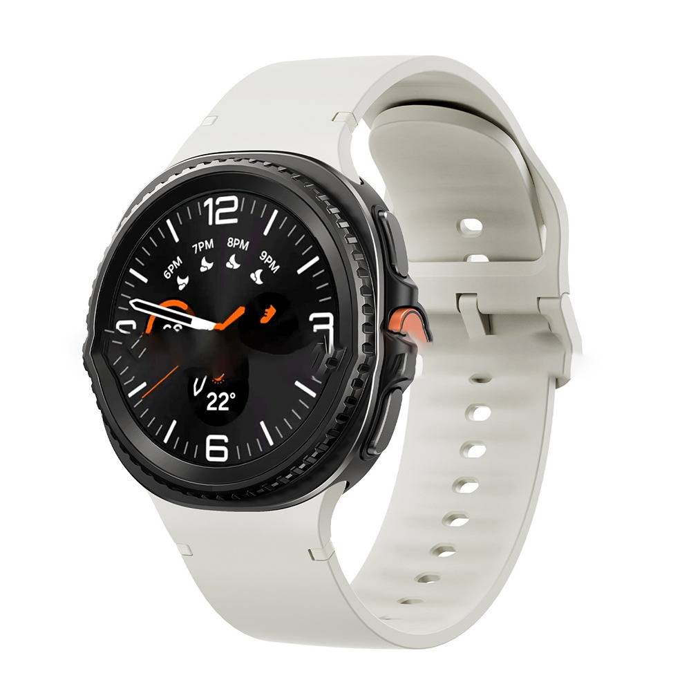 Kompatibel mit Samsung Galaxy Watch 8: Silikonarmband in Originalfarbe mit Ziernähten Beige