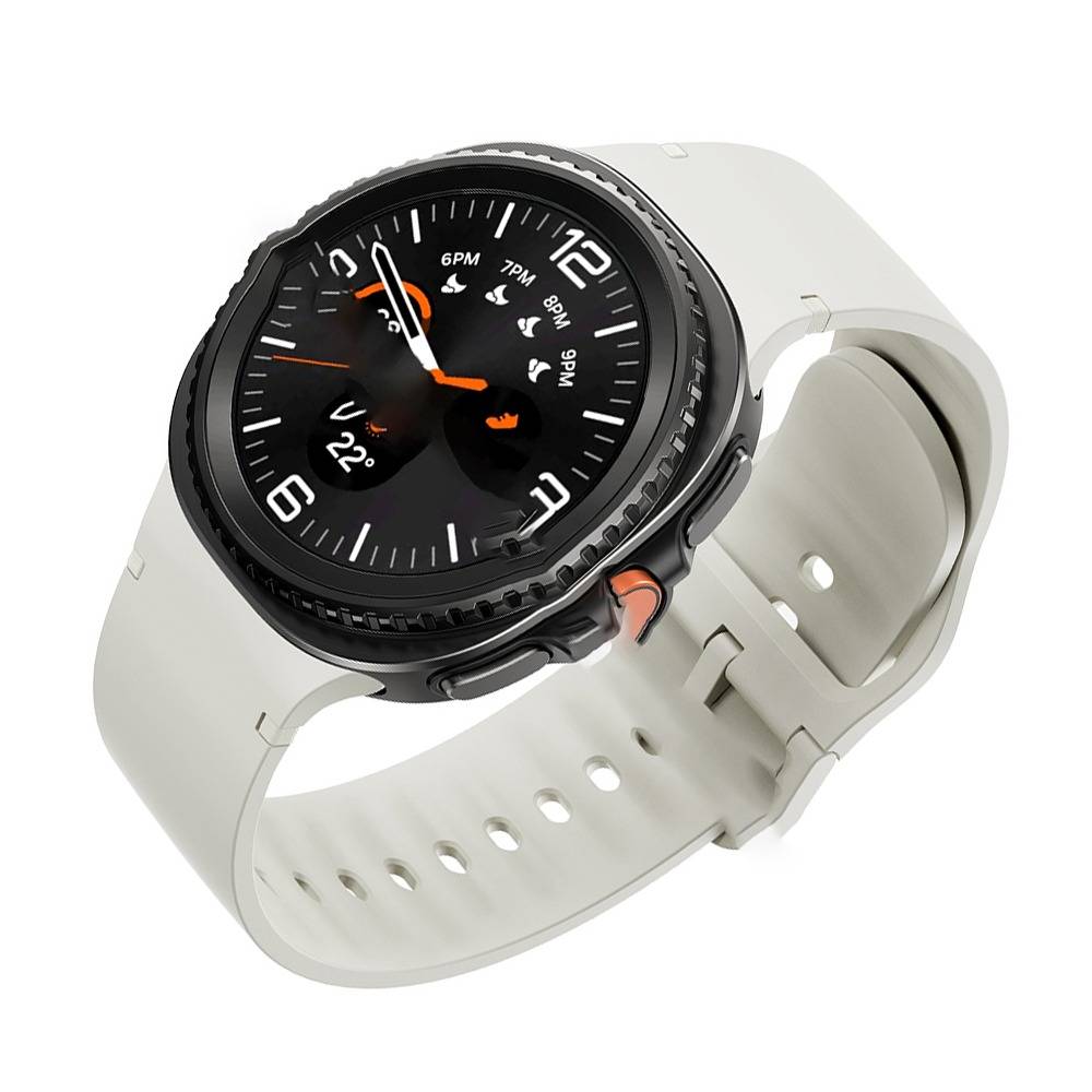 Kompatibel mit Samsung Galaxy Watch 8: Silikonarmband in Originalfarbe mit Ziernähten Beige