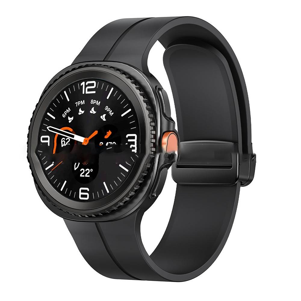 Magnetisches Faltverschluss-Silikonarmband für Kompatibel mit Samsung Galaxy Watch 8 Classic & Watch 8 Black