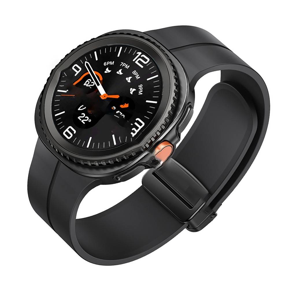 Magnetisches Faltverschluss-Silikonarmband für Kompatibel mit Samsung Galaxy Watch 8 Classic & Watch 8 Black