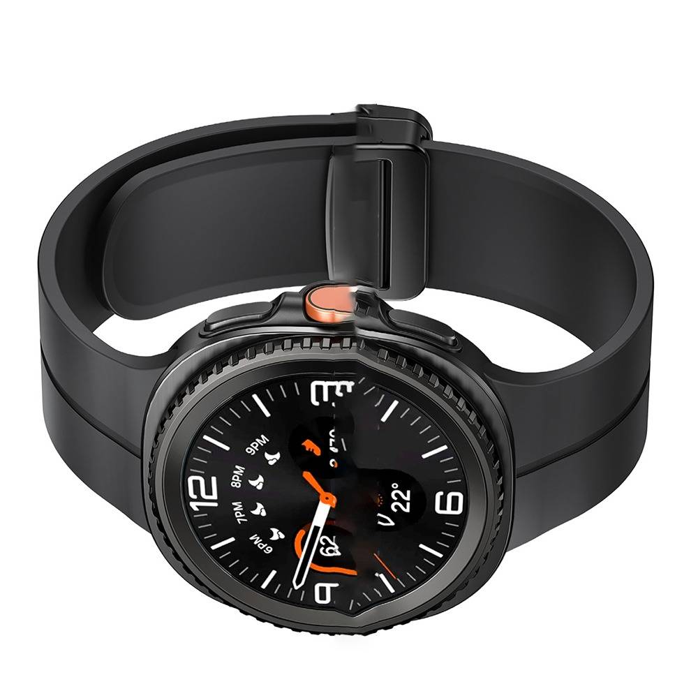 Magnetisches Faltverschluss-Silikonarmband für Kompatibel mit Samsung Galaxy Watch 8 Classic & Watch 8 Black