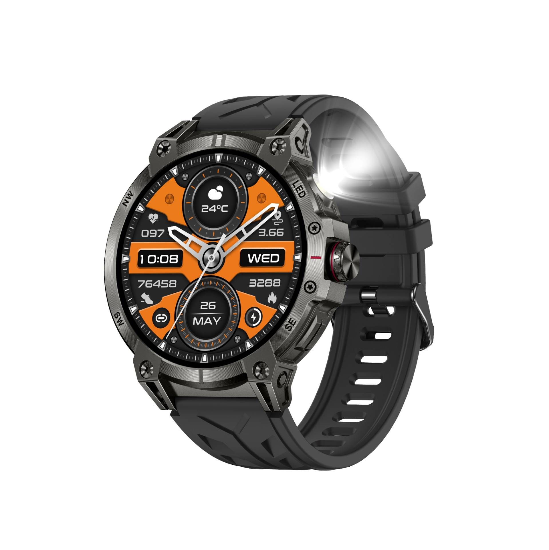 Multifunktionale Smartwatch mit Gesundheitsüberwachung und Bluetooth-Anrufen Black