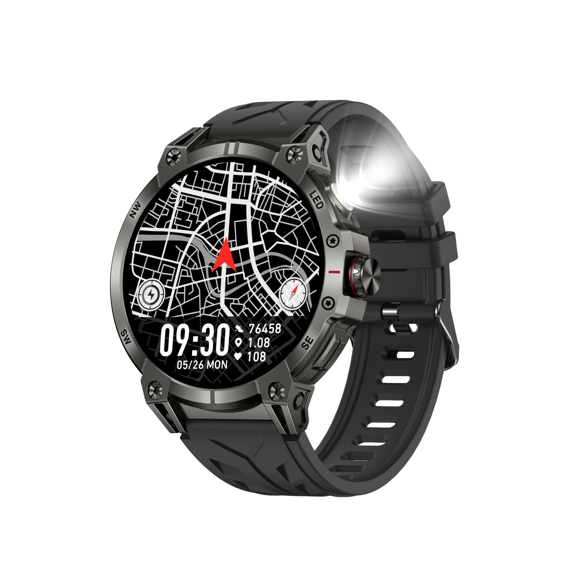 Multifunktionale Smartwatch mit Gesundheitsüberwachung und Bluetooth-Anrufen Black