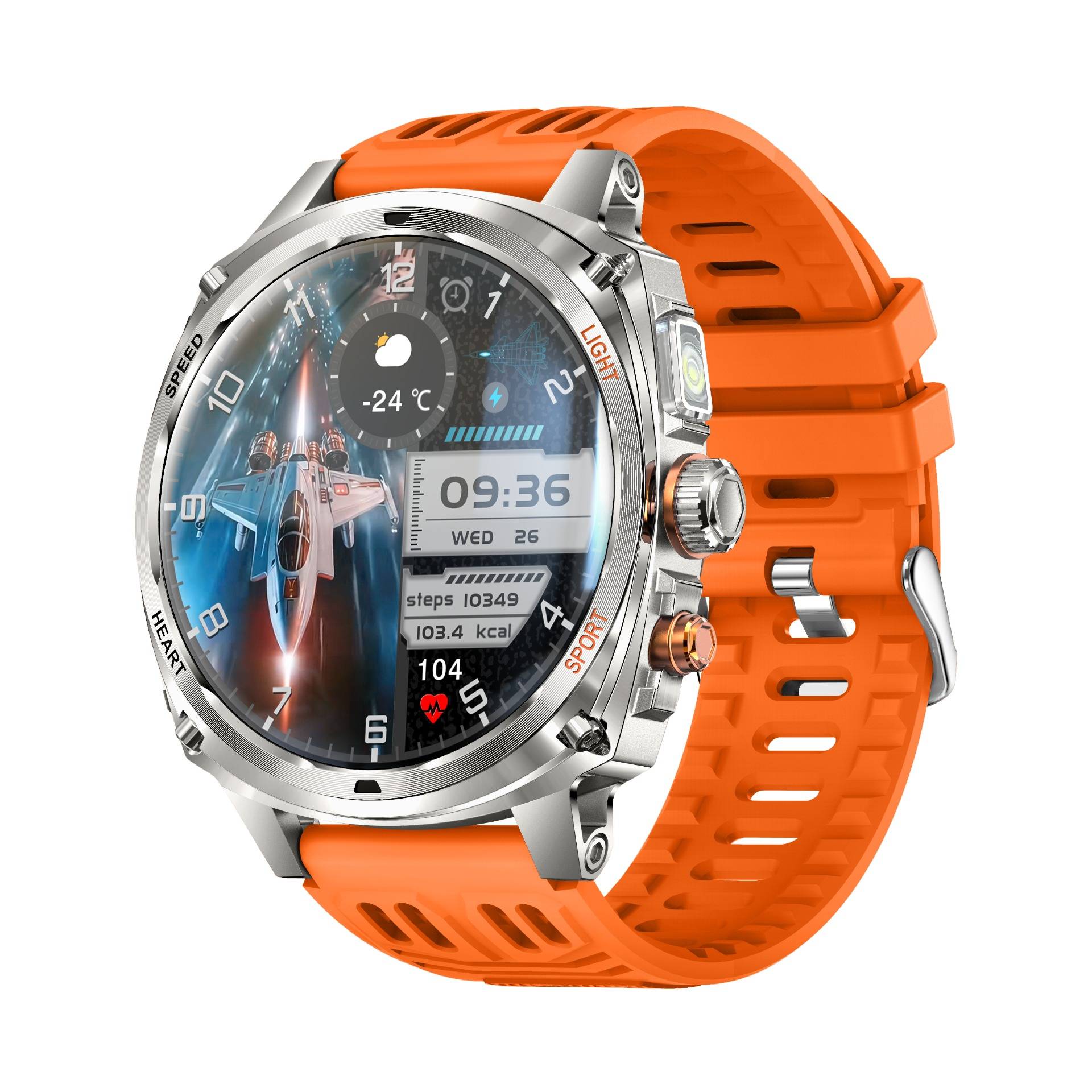Multifunktionale Smartwatch mit AMOLED-Display, Gesundheitsüberwachung und Bluetooth-Anrufunterstützung Orange