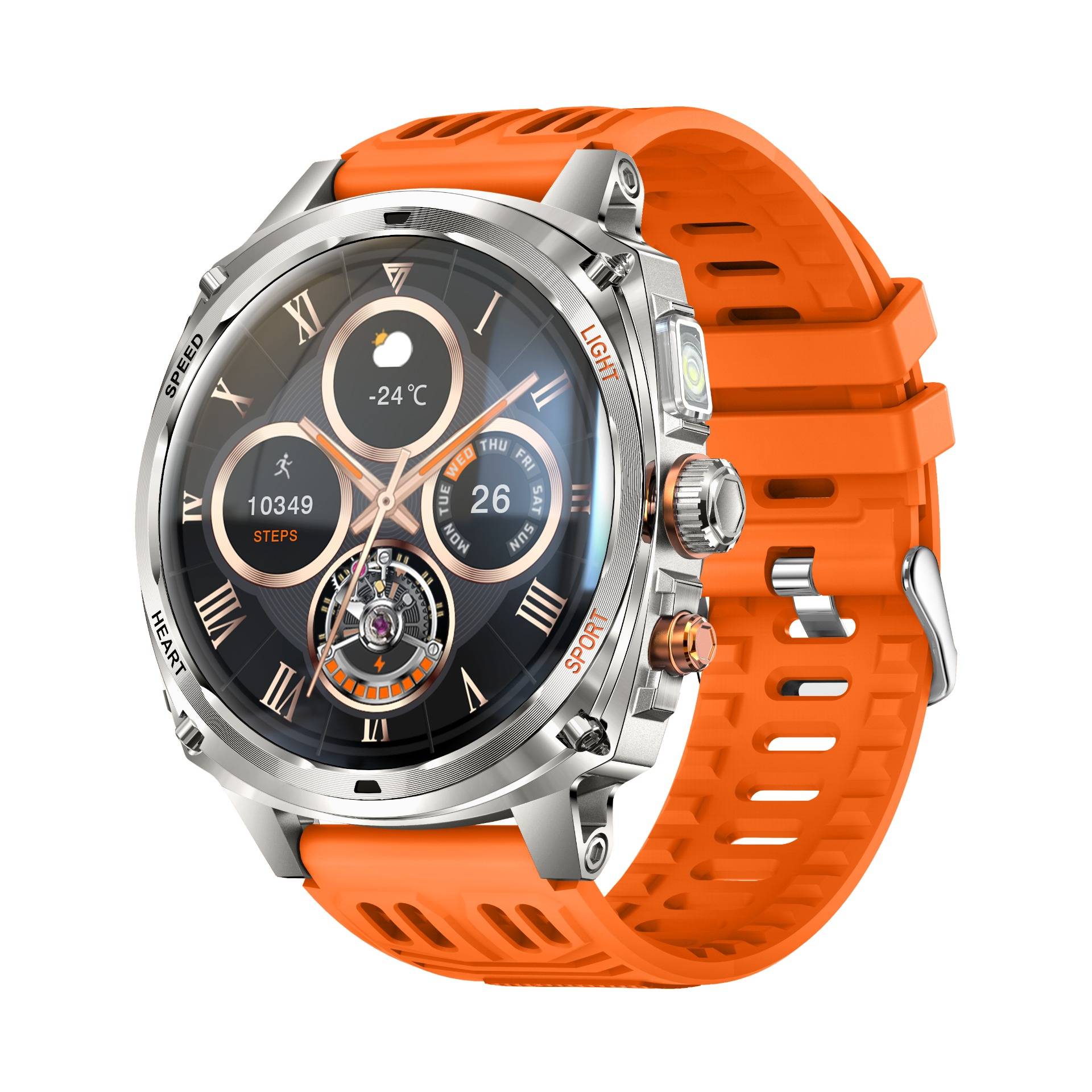 Multifunktionale Smartwatch mit AMOLED-Display, Gesundheitsüberwachung und Bluetooth-Anrufunterstützung Orange
