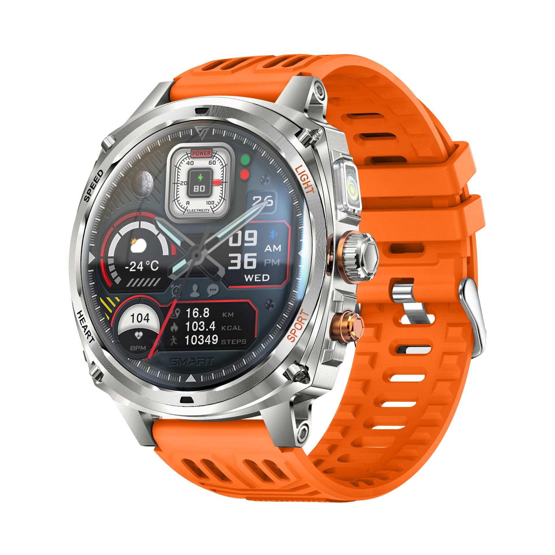 Multifunktionale Smartwatch mit AMOLED-Display, Gesundheitsüberwachung und Bluetooth-Anrufunterstützung Orange