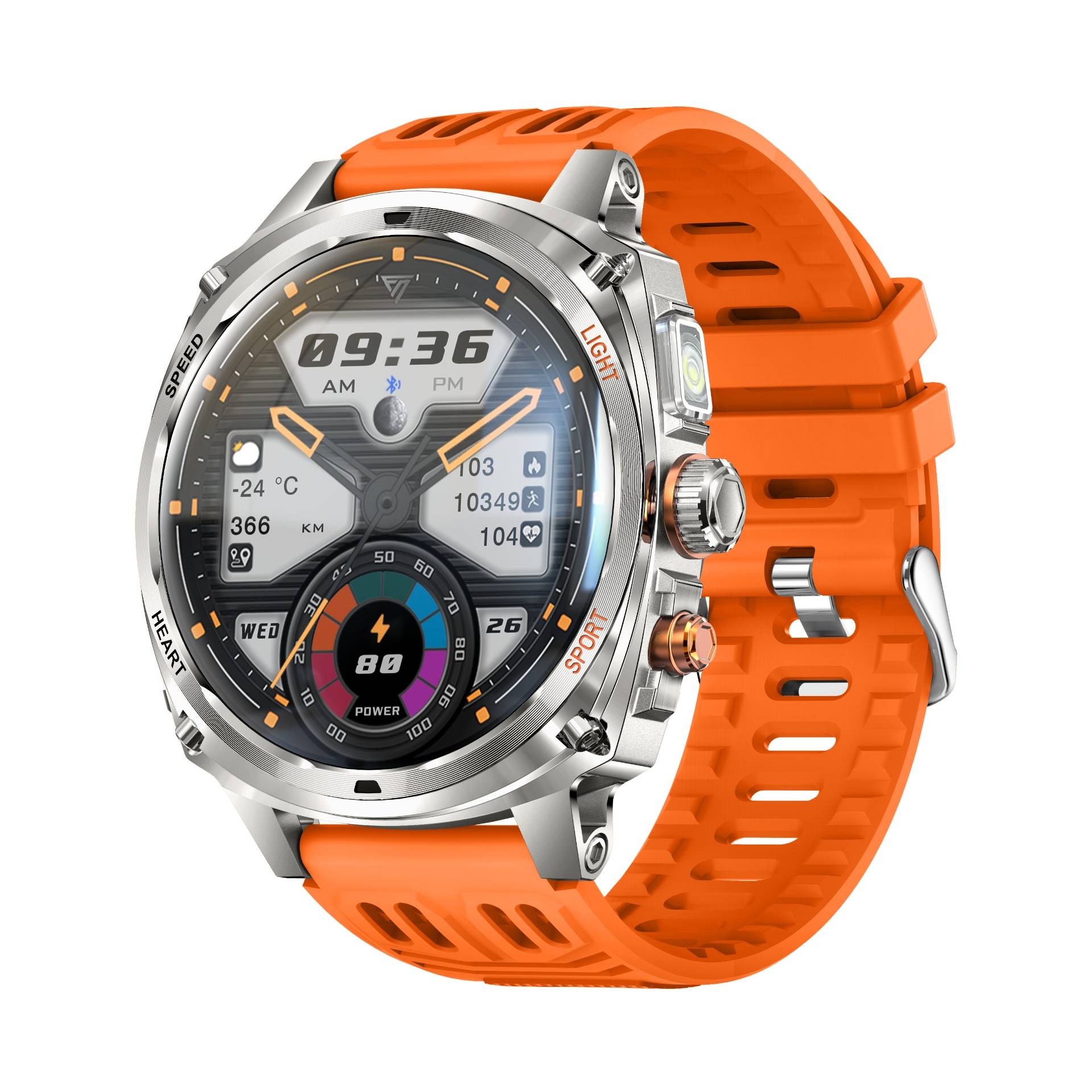 Multifunktionale Smartwatch mit AMOLED-Display, Gesundheitsüberwachung und Bluetooth-Anrufunterstützung Orange