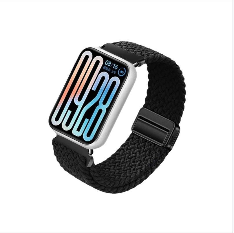 Xiaomi 8 Pro Kompatibel Geflochtenes Magnetisches Armband, Schnellverschluss Nylon Uhrenarmband, Schwarz, Komfortabel und Atmungsaktiv Black