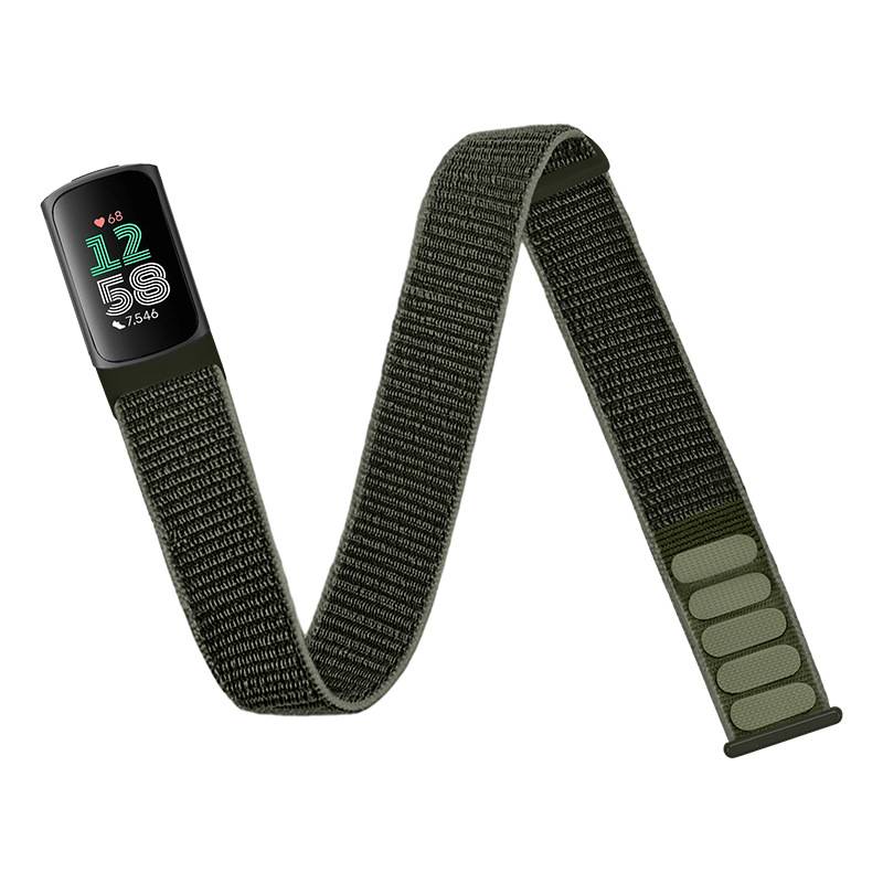 Fitbit Charge5/6 Armband kompatibel mit Nylonarmband in Militärgrün, atmungsaktiv und wasserabweisend Green