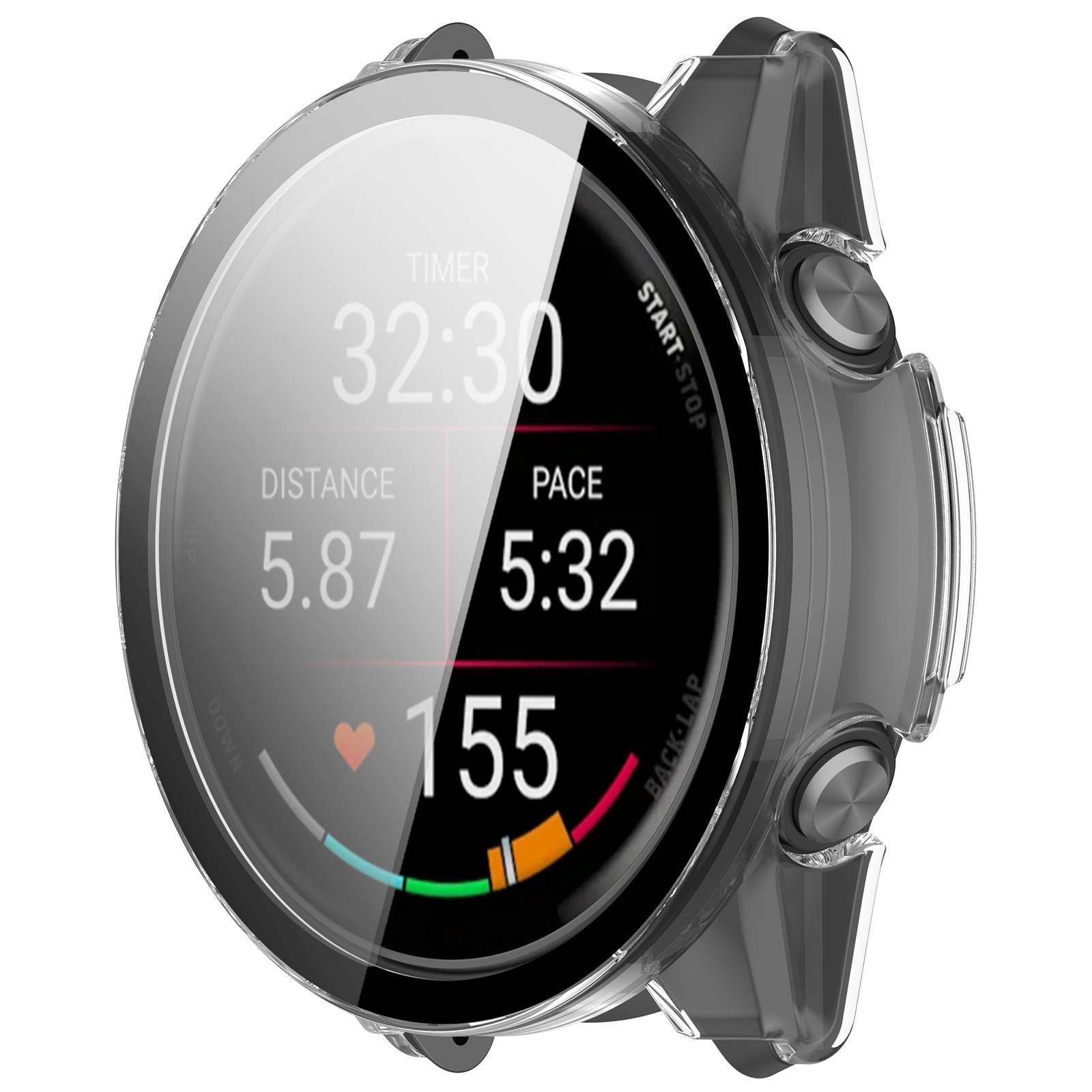 Kompatibel mit Garmin Forerunner 570 Hülle - Integrierte Schale Transparent 42 mm