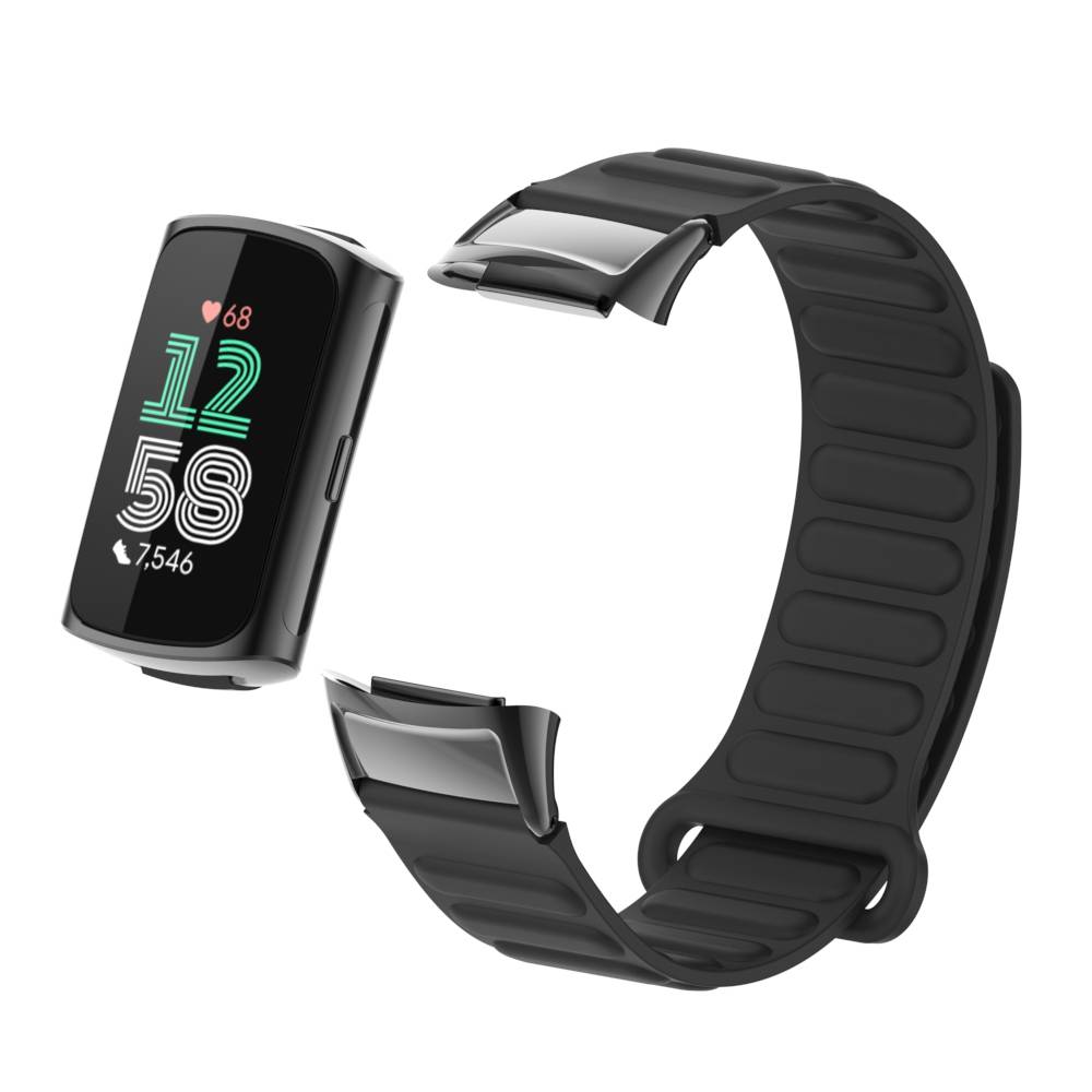 Stylisches magnetisches Silikonarmband für Fitbit Charge 6 Black