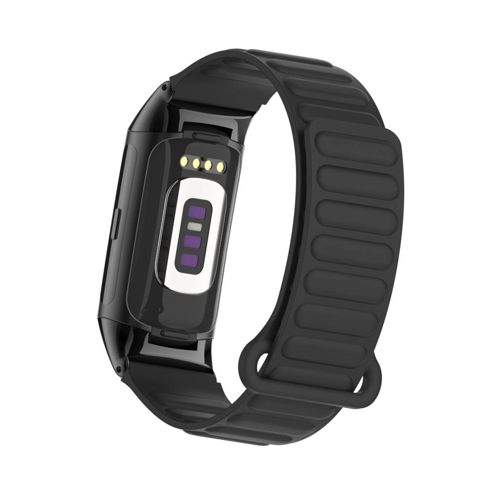 Stylisches magnetisches Silikonarmband für Fitbit Charge 6 Black