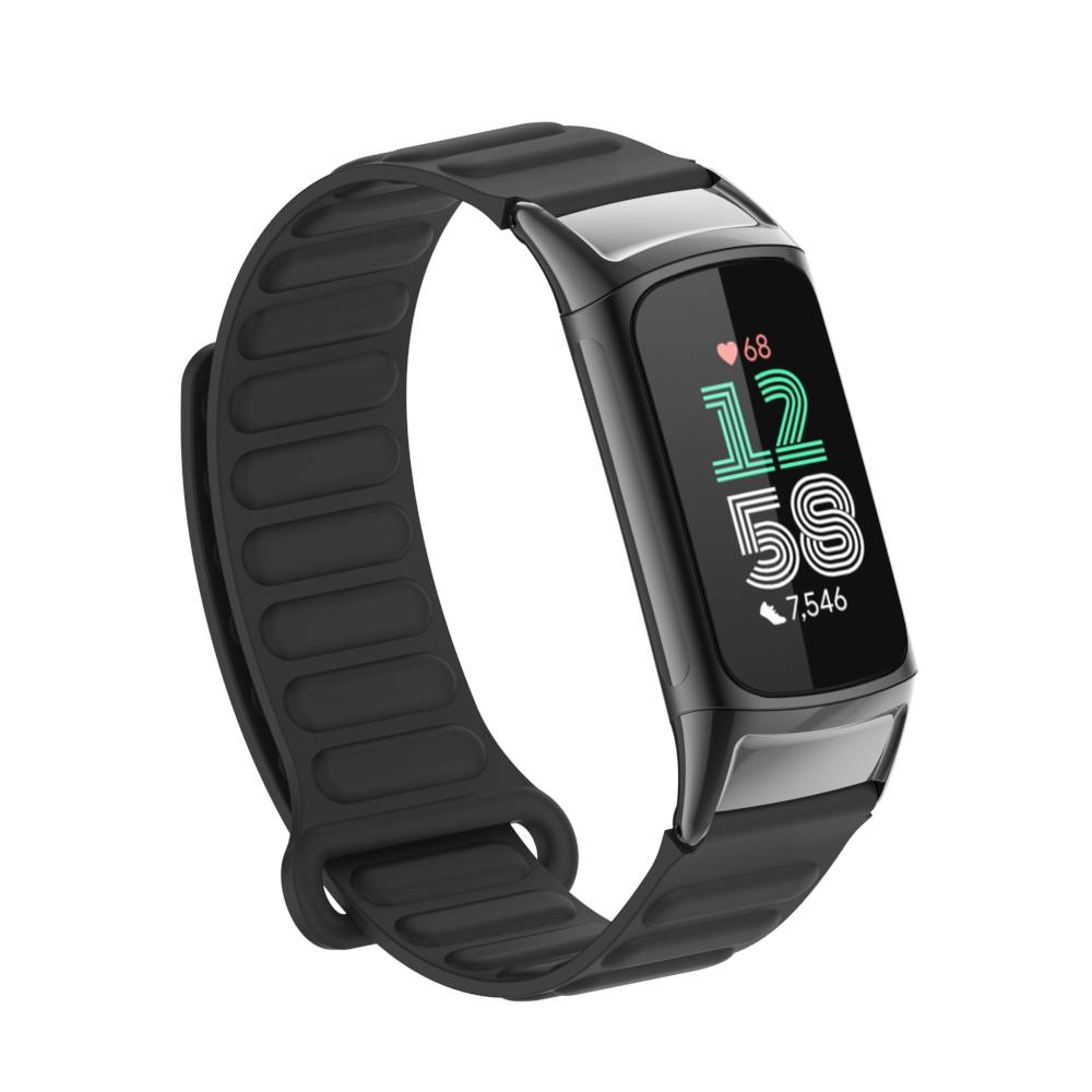Stylisches magnetisches Silikonarmband für Fitbit Charge 6 Black