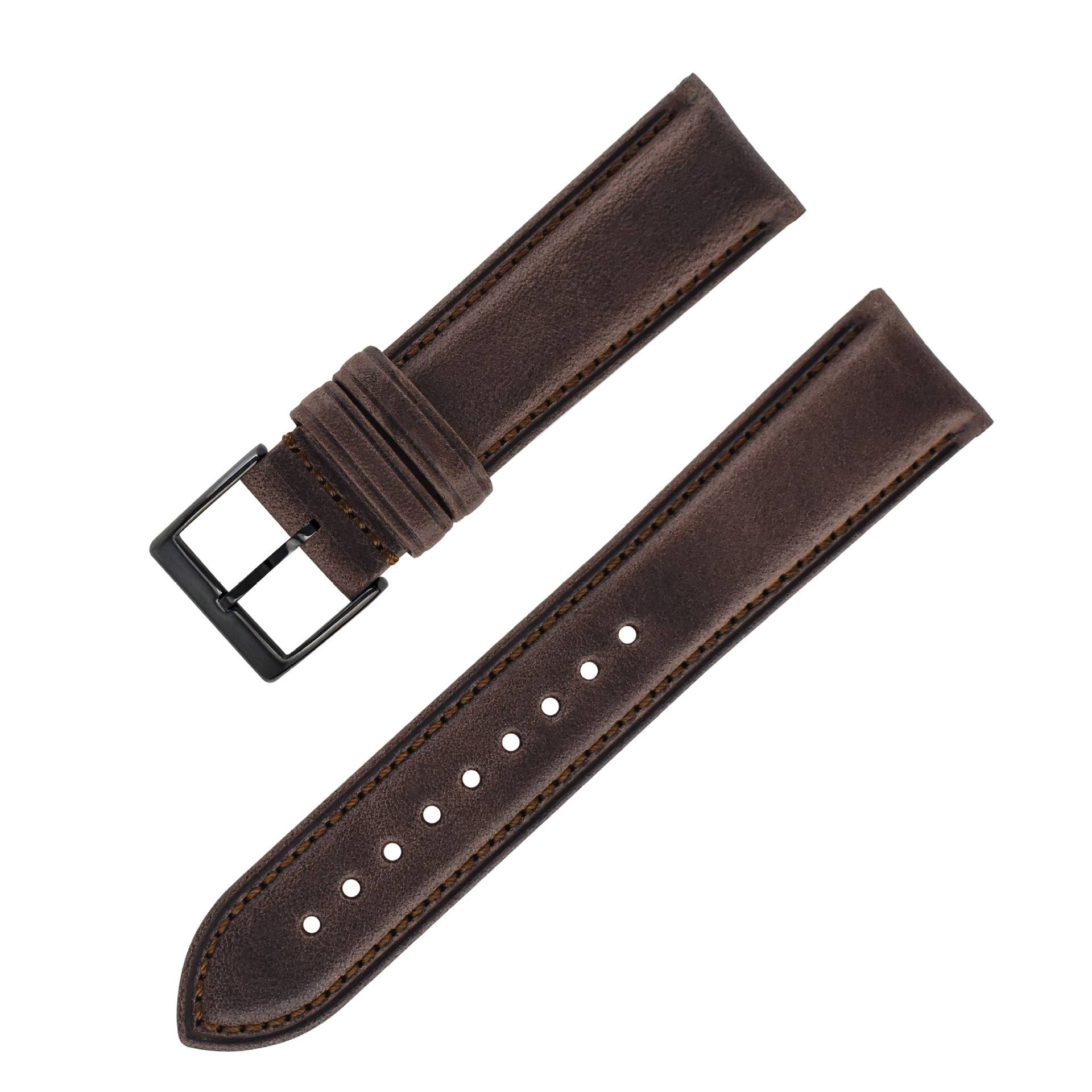 Italienisches, leicht veränderliches Uhrenarmband aus glattem Öl-Wachs-Rindsleder Khaki 20 mm