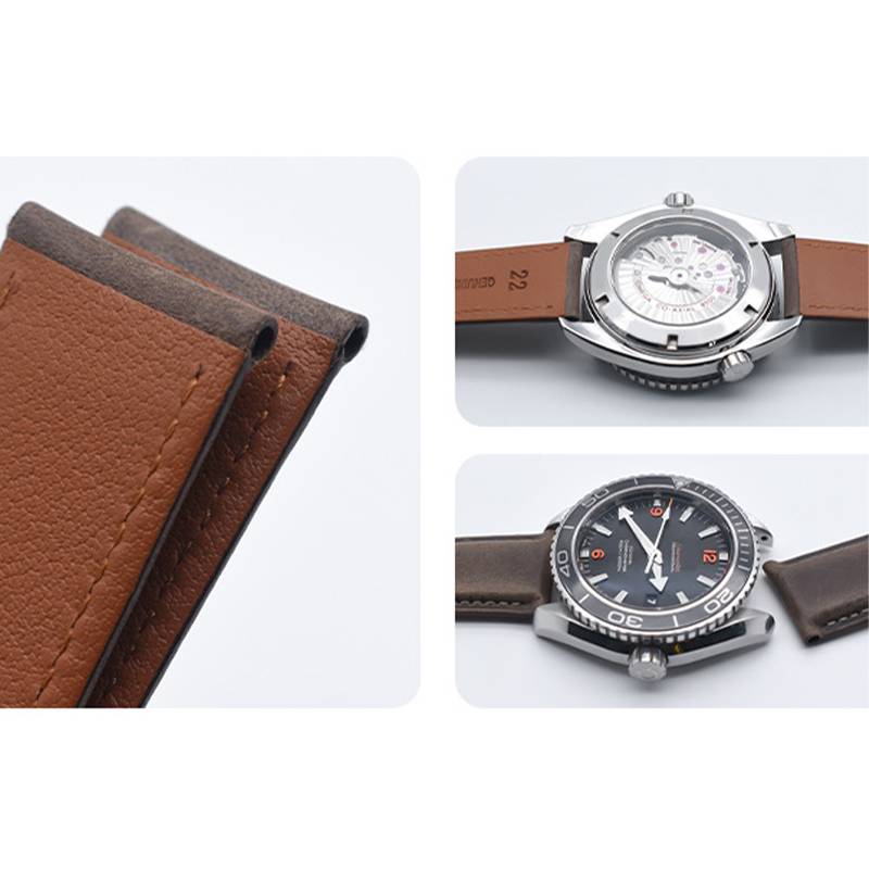 Italienisches, leicht veränderliches Uhrenarmband aus glattem Öl-Wachs-Rindsleder Khaki 20 mm