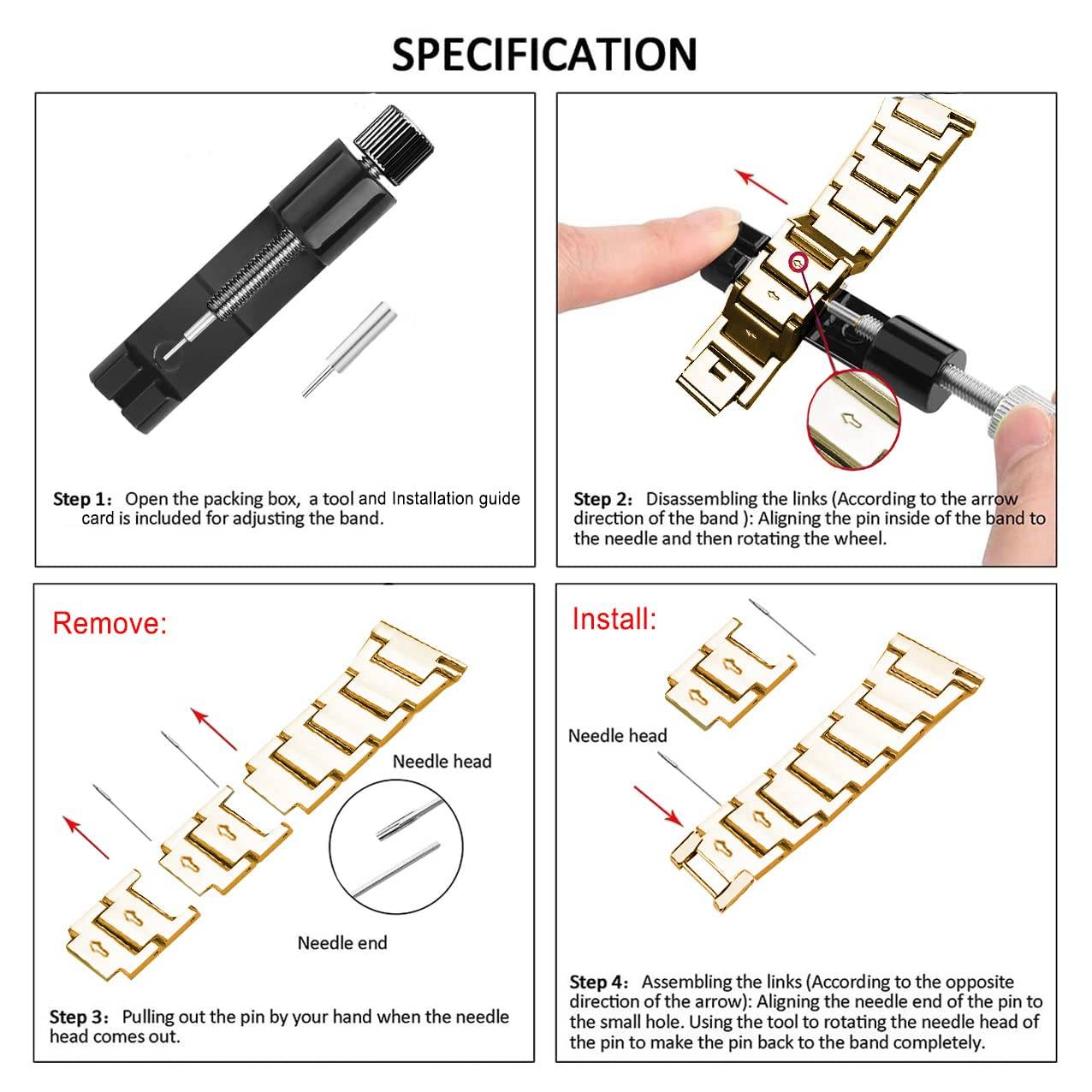 22mm Edelstahl Uhrenarmband für Samsung Huawei Gold