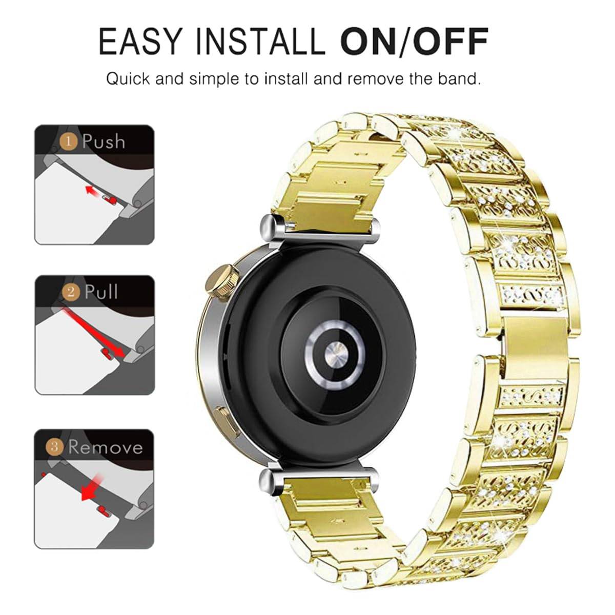 22mm Edelstahl Uhrenarmband für Samsung Huawei Gold