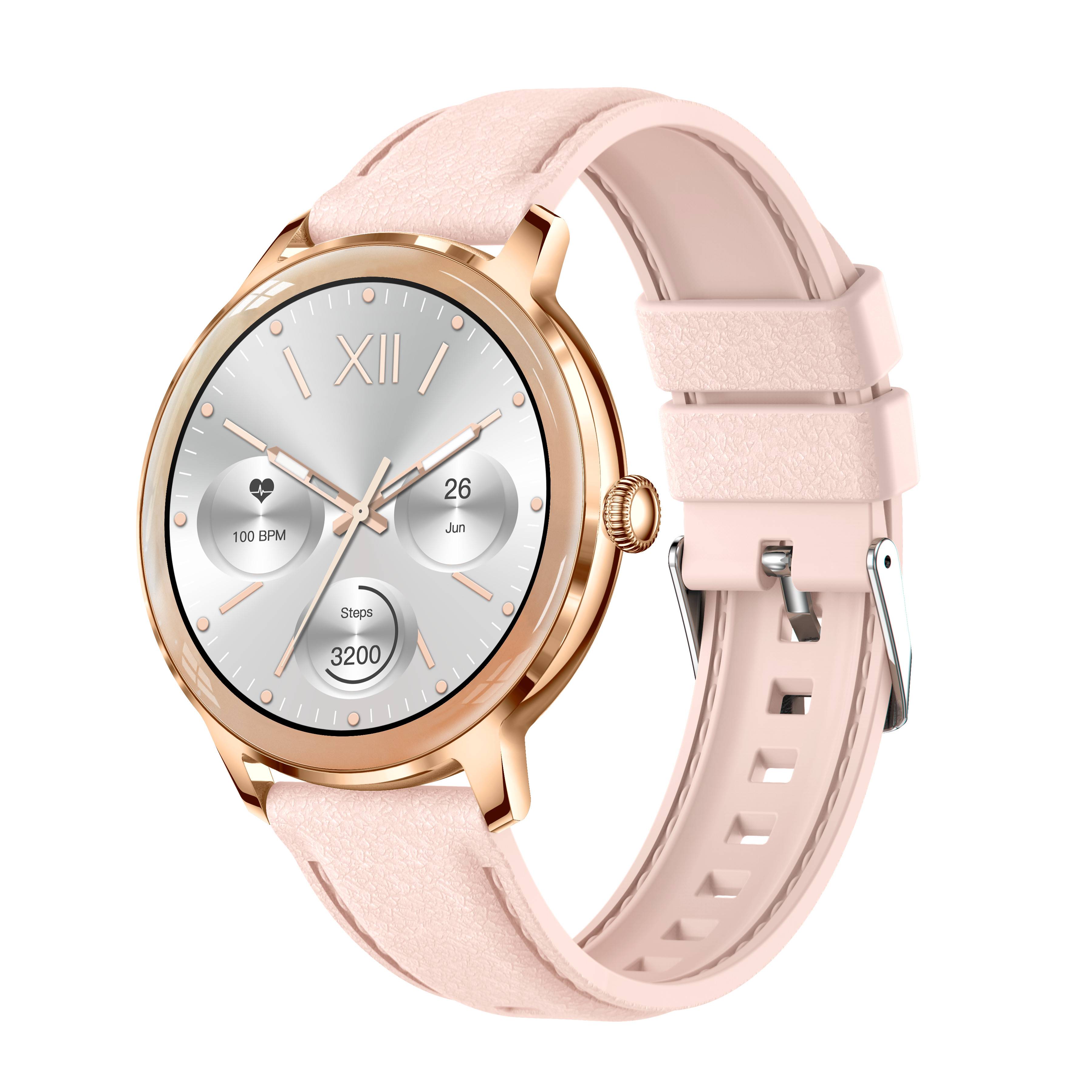 Smartwatch mit Puls-, Blutdruck- und Blutsauerstoffmessgerät PinkGold