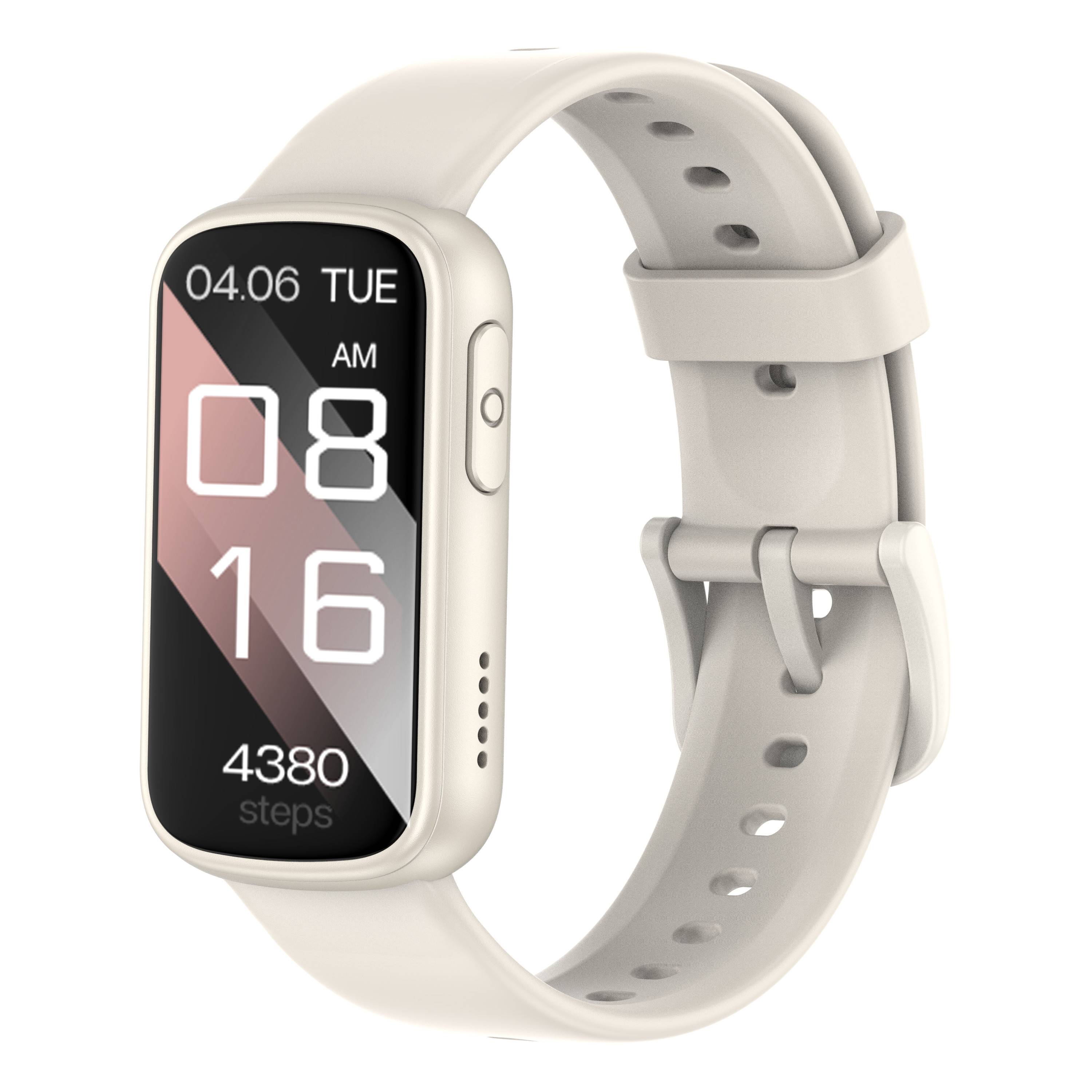 Multifunktionale Smartwatch, kompatibel mit Da Fit — 1.47-inch quadratisches TFT, IP68, Bluetooth-Anrufe, 150mAh Batterie Beige