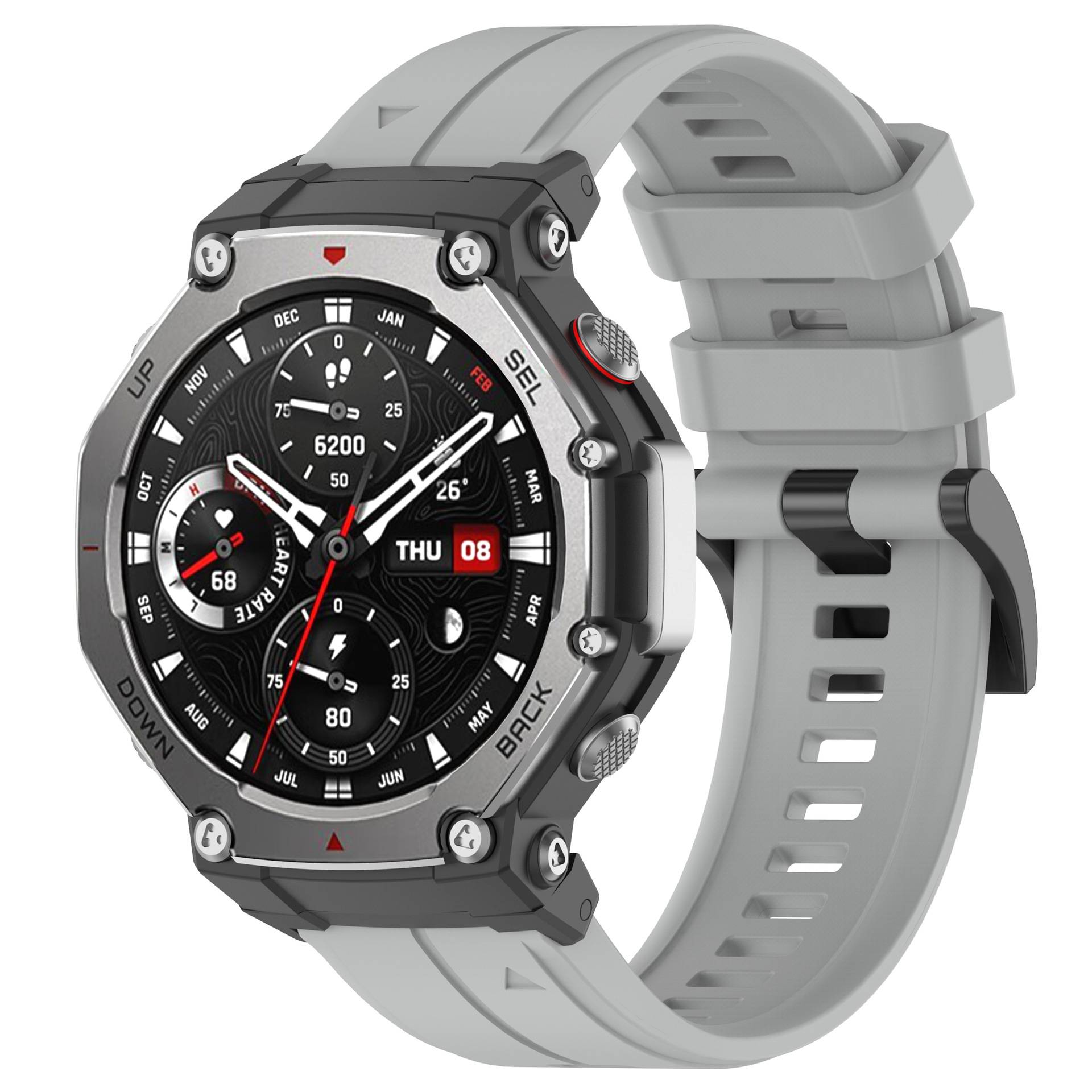 Verdicktes Silikon-Uhrenarmband mit Schnalle für Amazfit T-Rex 2/3 - Grau