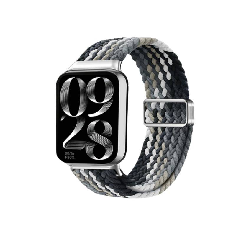Silberne Smartwatch mit schwarzem Zifferblatt, das „09 28