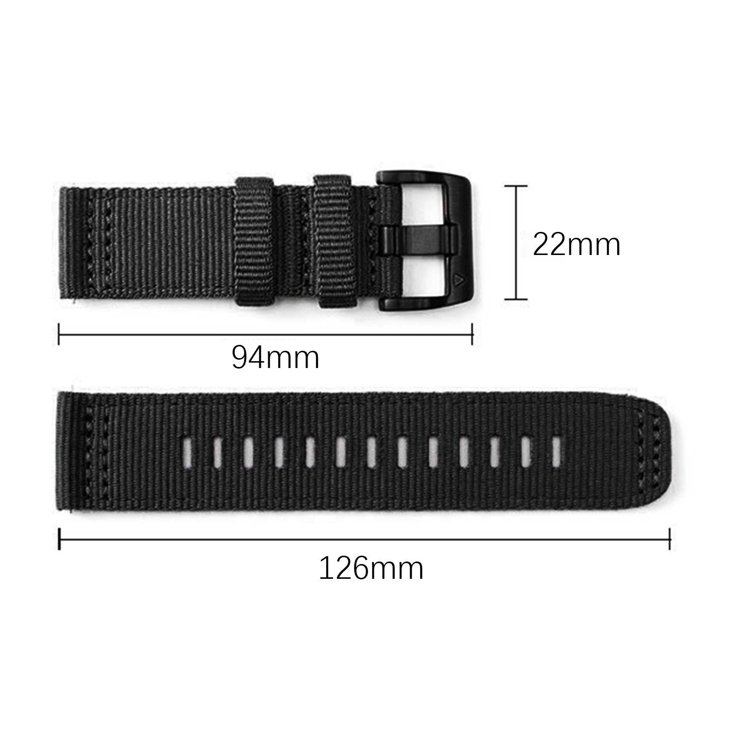Nylon-Uhrenarmband für Garmin Forerunner 255/265/245 Smartwatch Black M