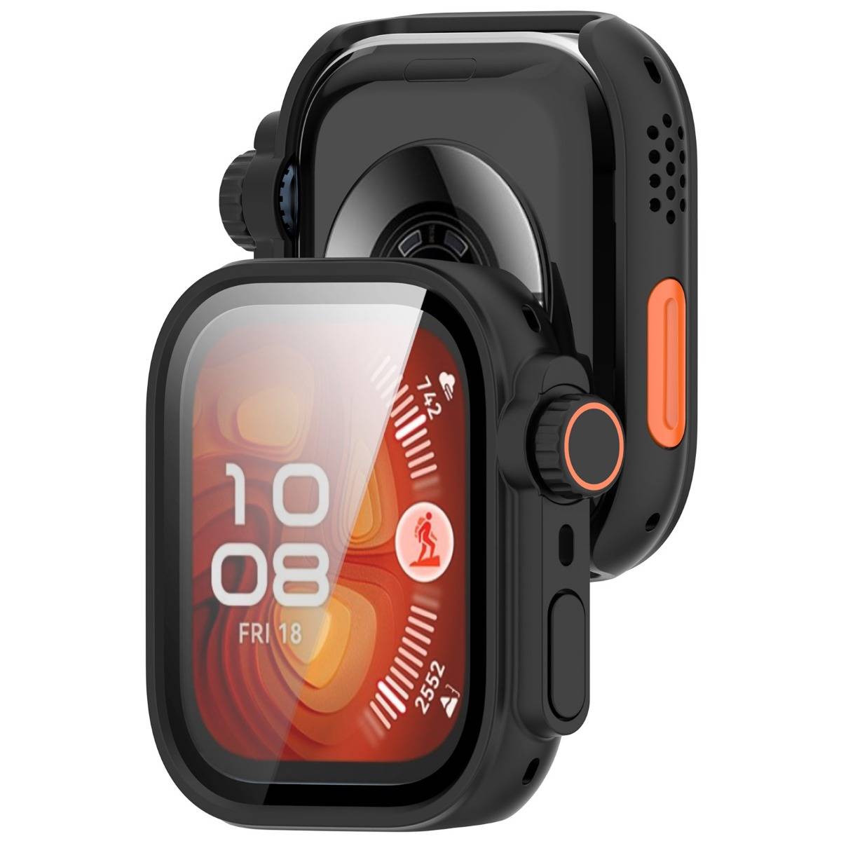 Watch Schutzgehäuse kompatibel mit Huawei Watch Fit5 — PC + gehärtetes Glas, Schwarz