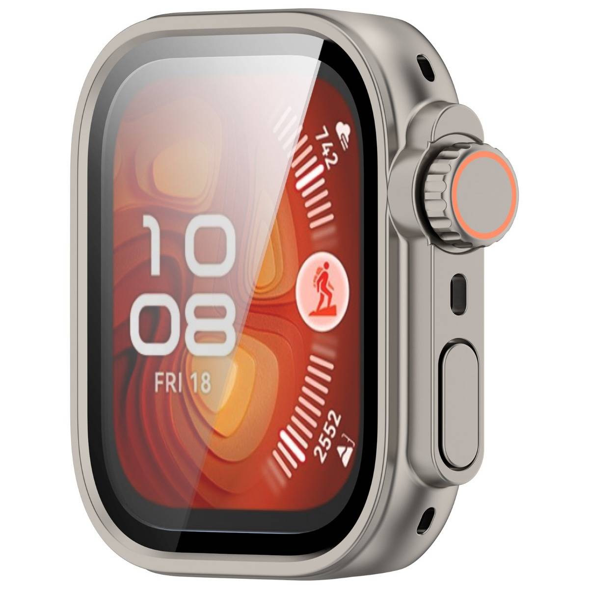 Schutzhülle für Smartwatch kompatibel mit Huawei Watch Fit5 - PC + gehärtetes Glas, Titanstahl-Finish