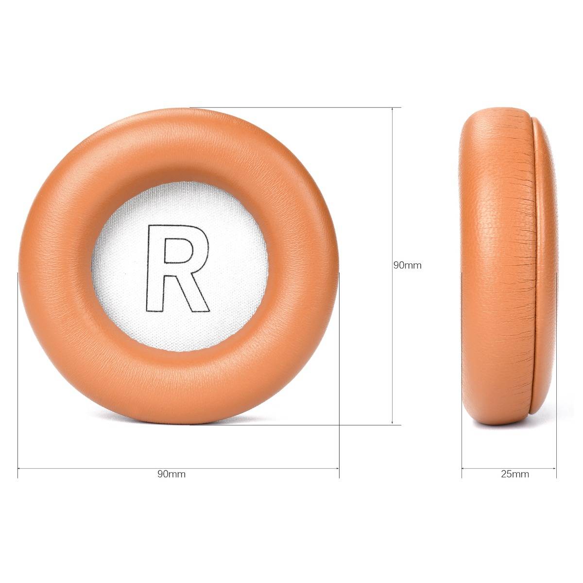 Oranges kreisförmiges Ohrkissen mit der Bezeichnung „R