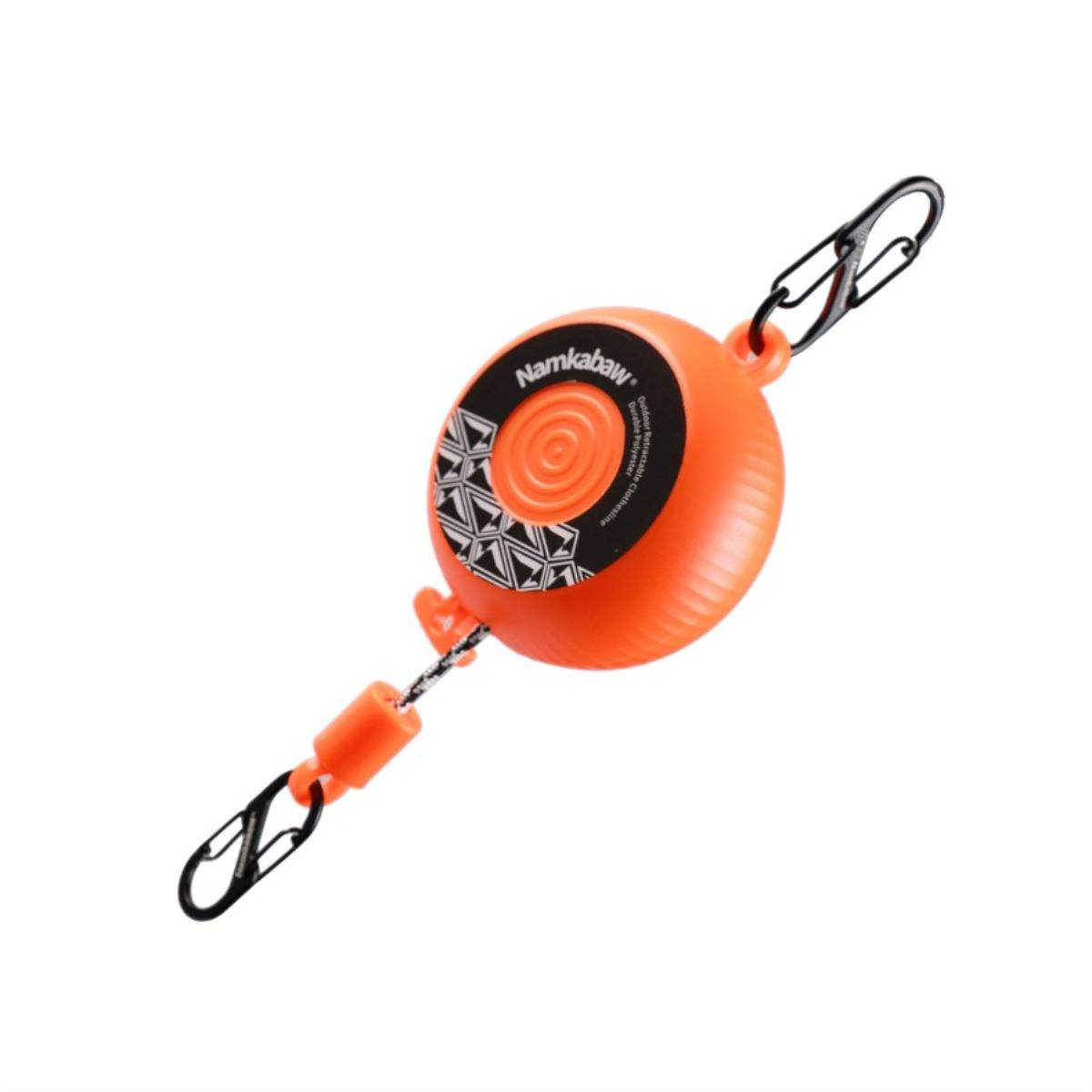 Orange einziehbare Hundeleine mit schwarzen Clips und „Nambawan