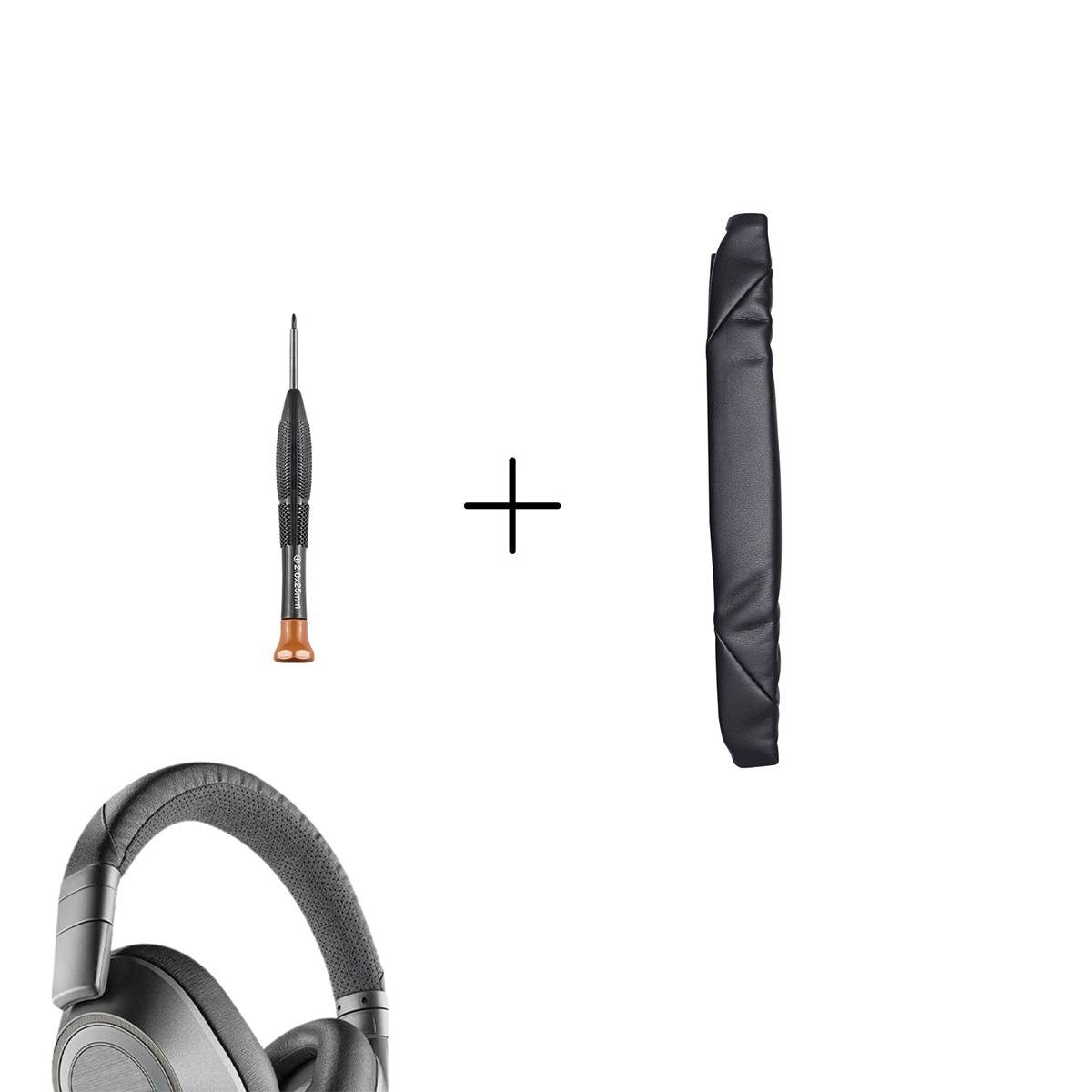 Klett-Kopfbandpolster mit Werkzeug – Proteinleder & Memory Foam, komfortable Passform, kompatibel mit Plantronics BackBeat Pro und Voyager 8200 UC